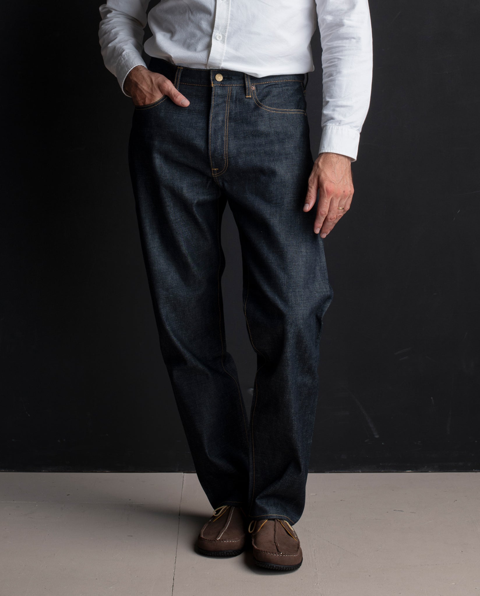 007 RELAXED FIT 13OZ INDIGO RAW DENIM SELVEDGE JEAN