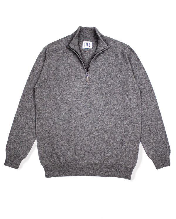 CASHMERE 1/4 ZIP SWEATER IN CHARCOAL