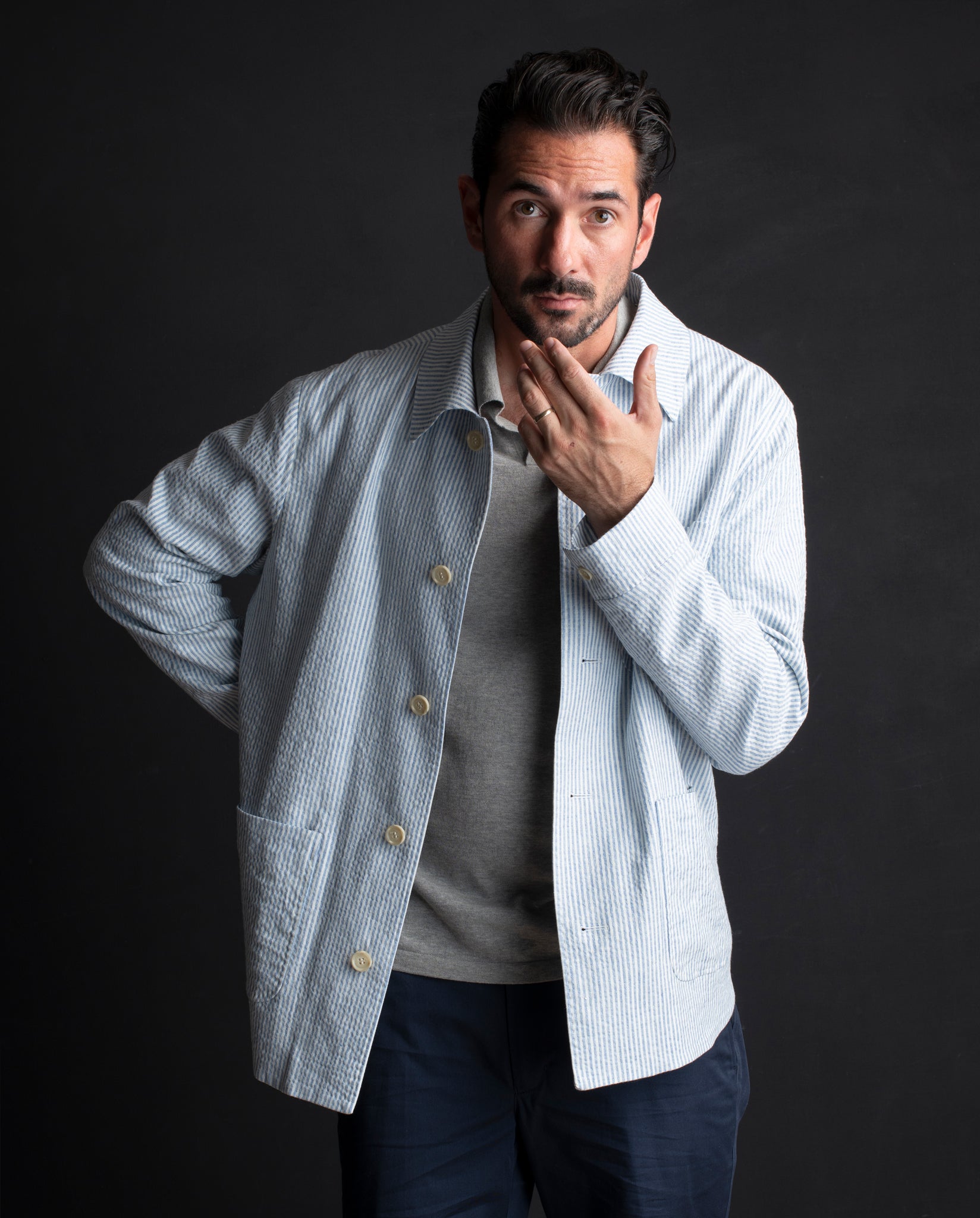 RADLEY SEERSUCKER JACKET - PALE BLUE & WHITE STRIPE