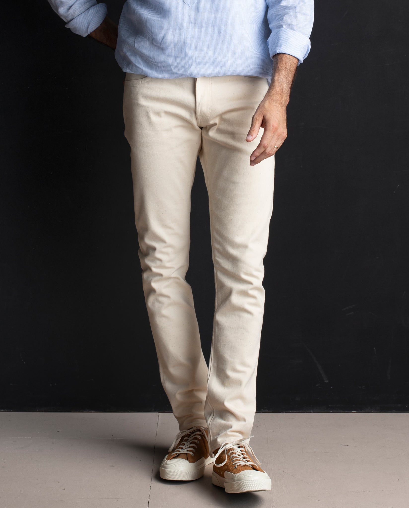 001 SLIM FIT SELVEDGE JEAN - ECRU RAW
