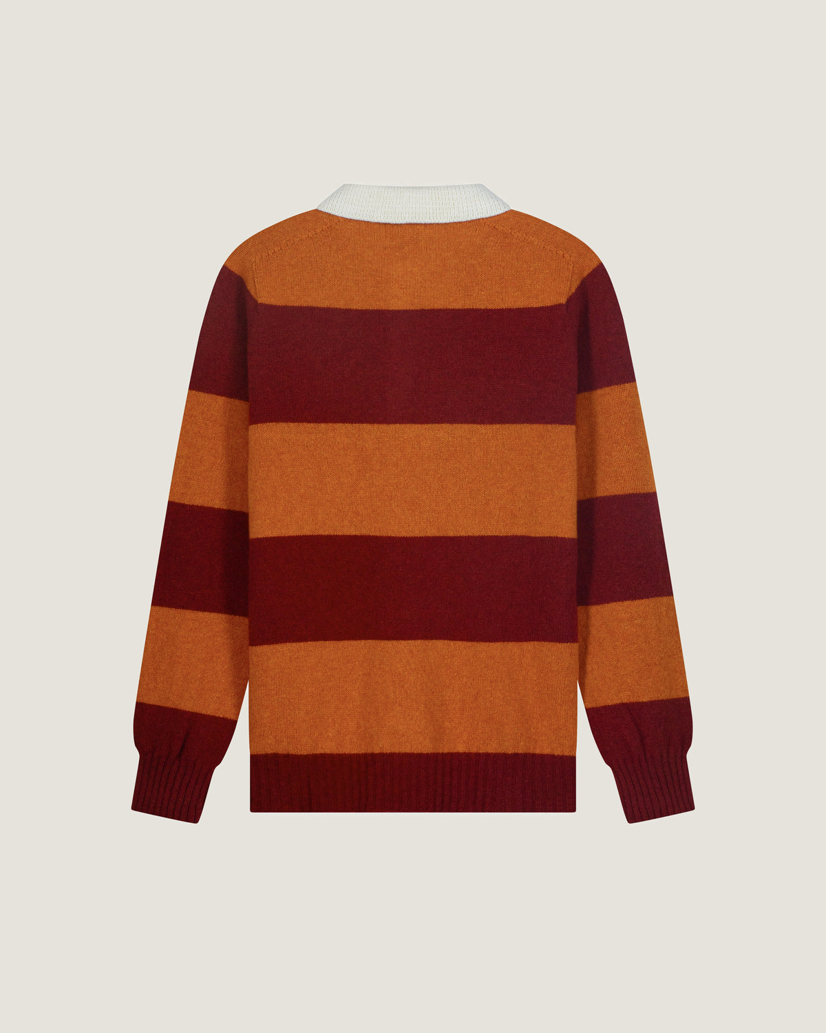 Orange & Russet Striped George Lambswool Polo Sweater