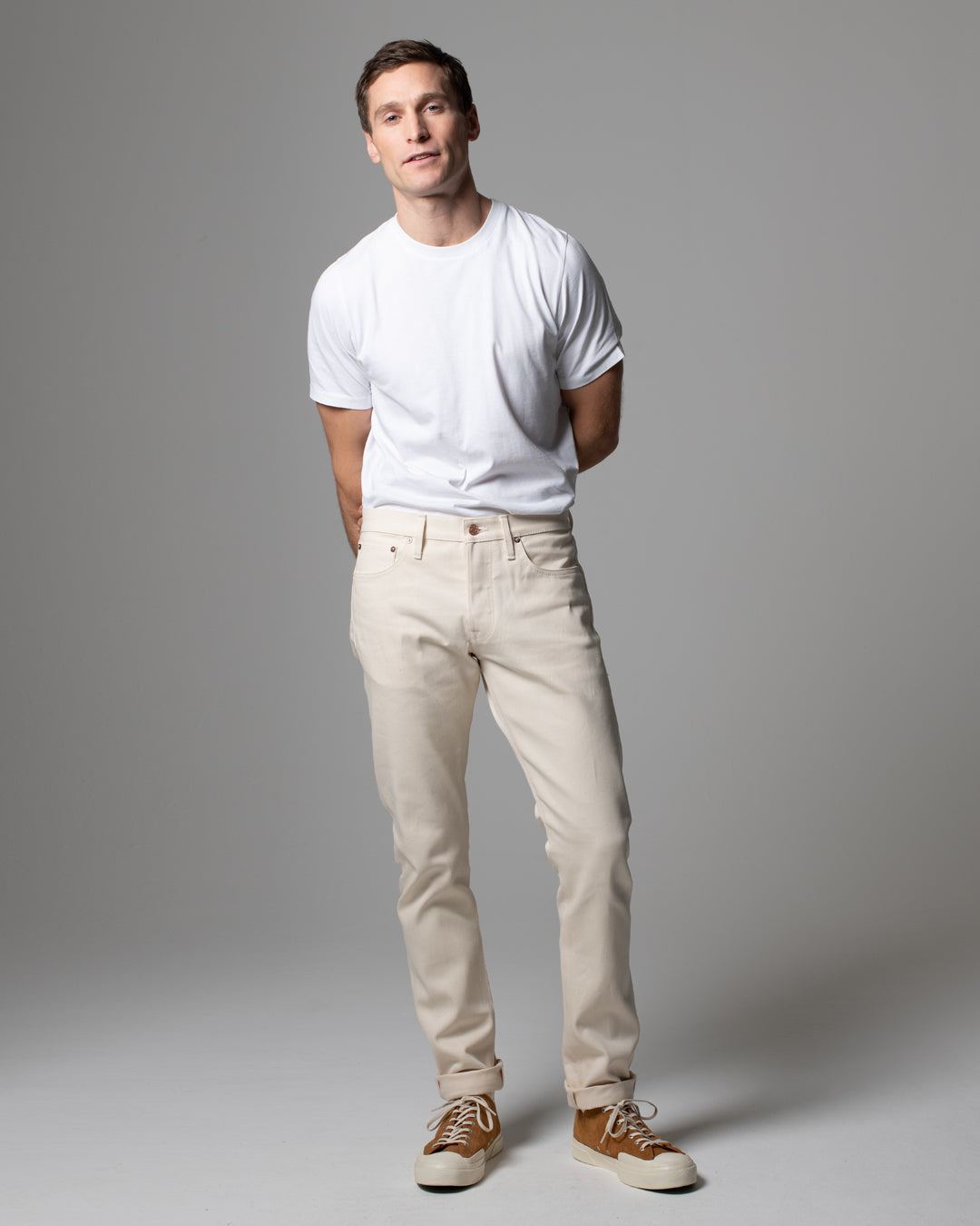 001 SLIM FIT - 12OZ ECRU - RAW SELVEDGE DENIM JEAN
