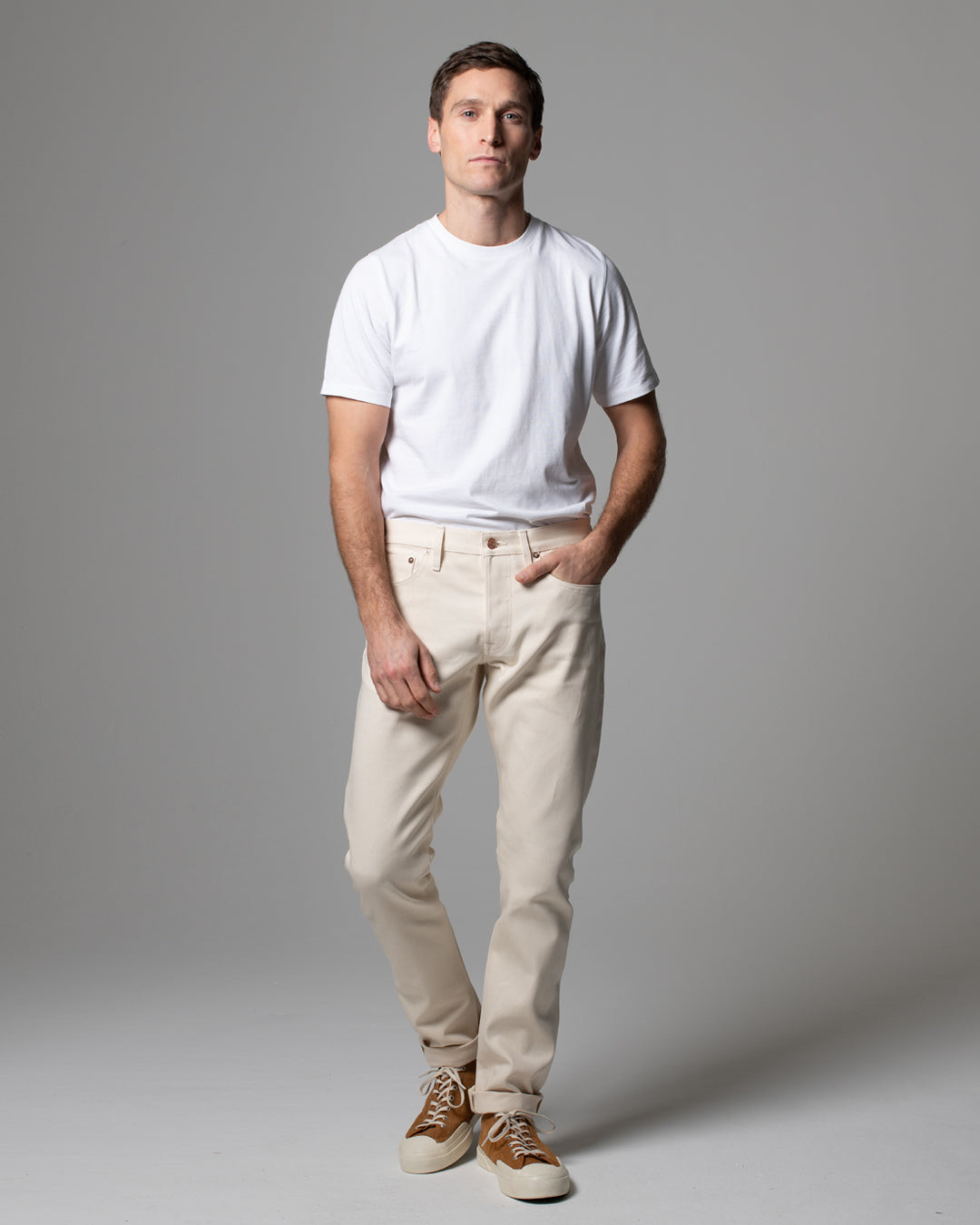 001 SLIM FIT - 12OZ ECRU - RAW SELVEDGE DENIM JEAN