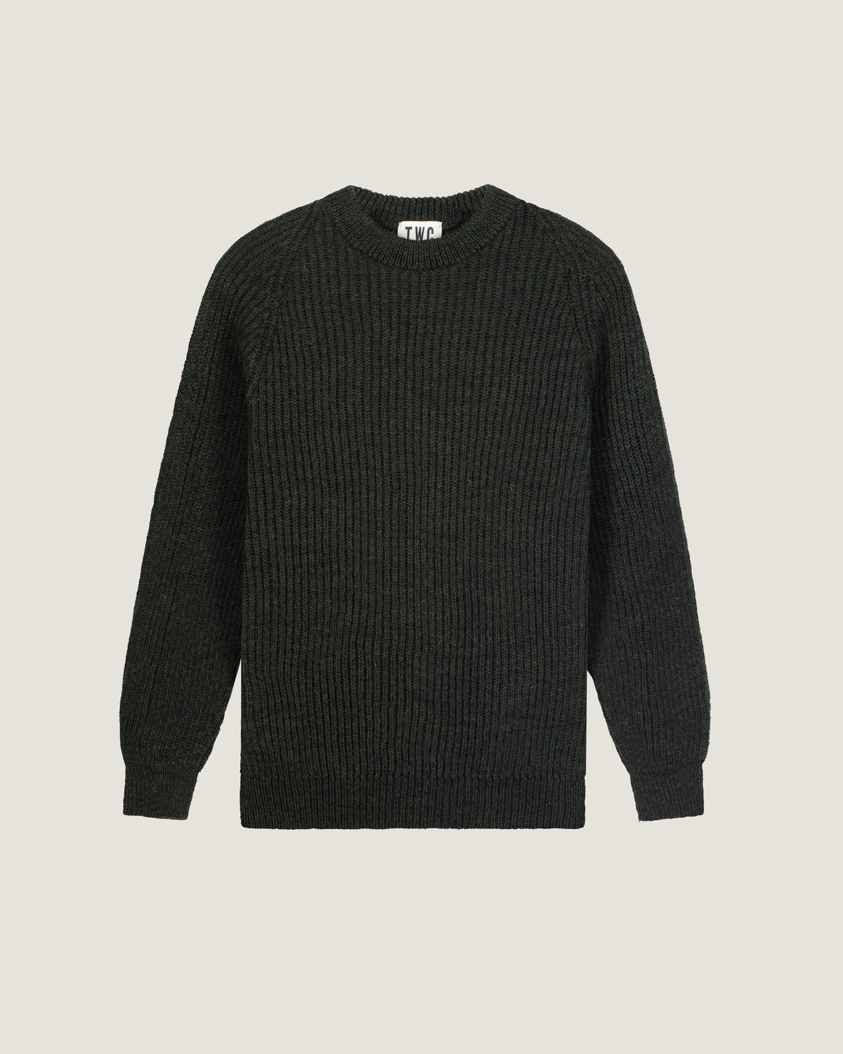 Dark Olive Chunky Rib Crew Neck Sweater