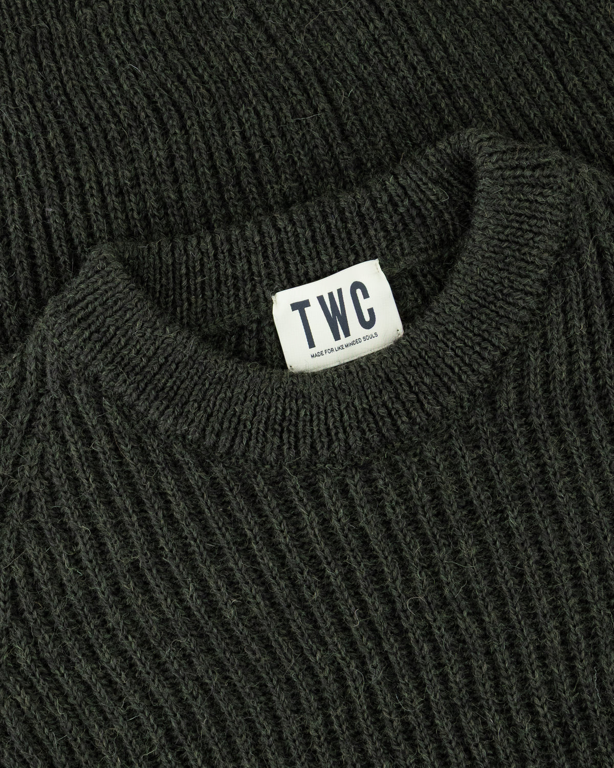 Dark Olive Chunky Rib Crew Neck Sweater