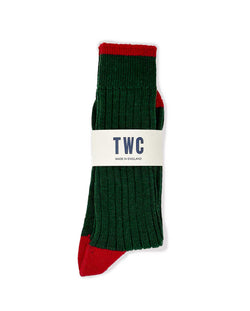 MERINO WOOL SOCKS IN GREEN & RED