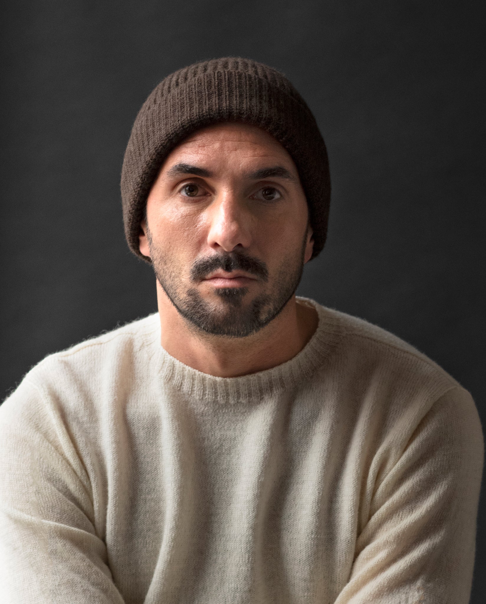 BROWN MERINO WOOL BEANIE