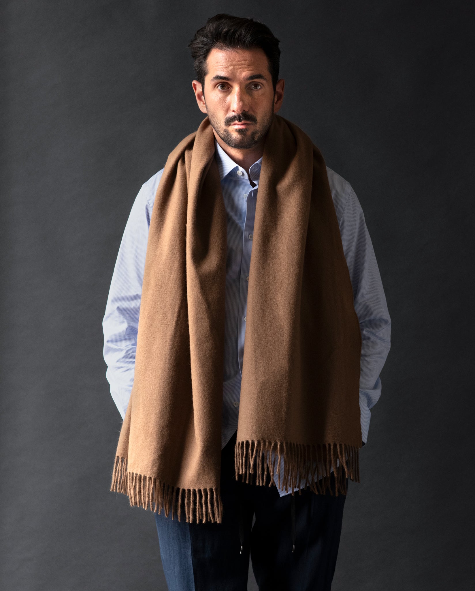 LAMBSWOOL + ANGORA STOLE - CAMEL