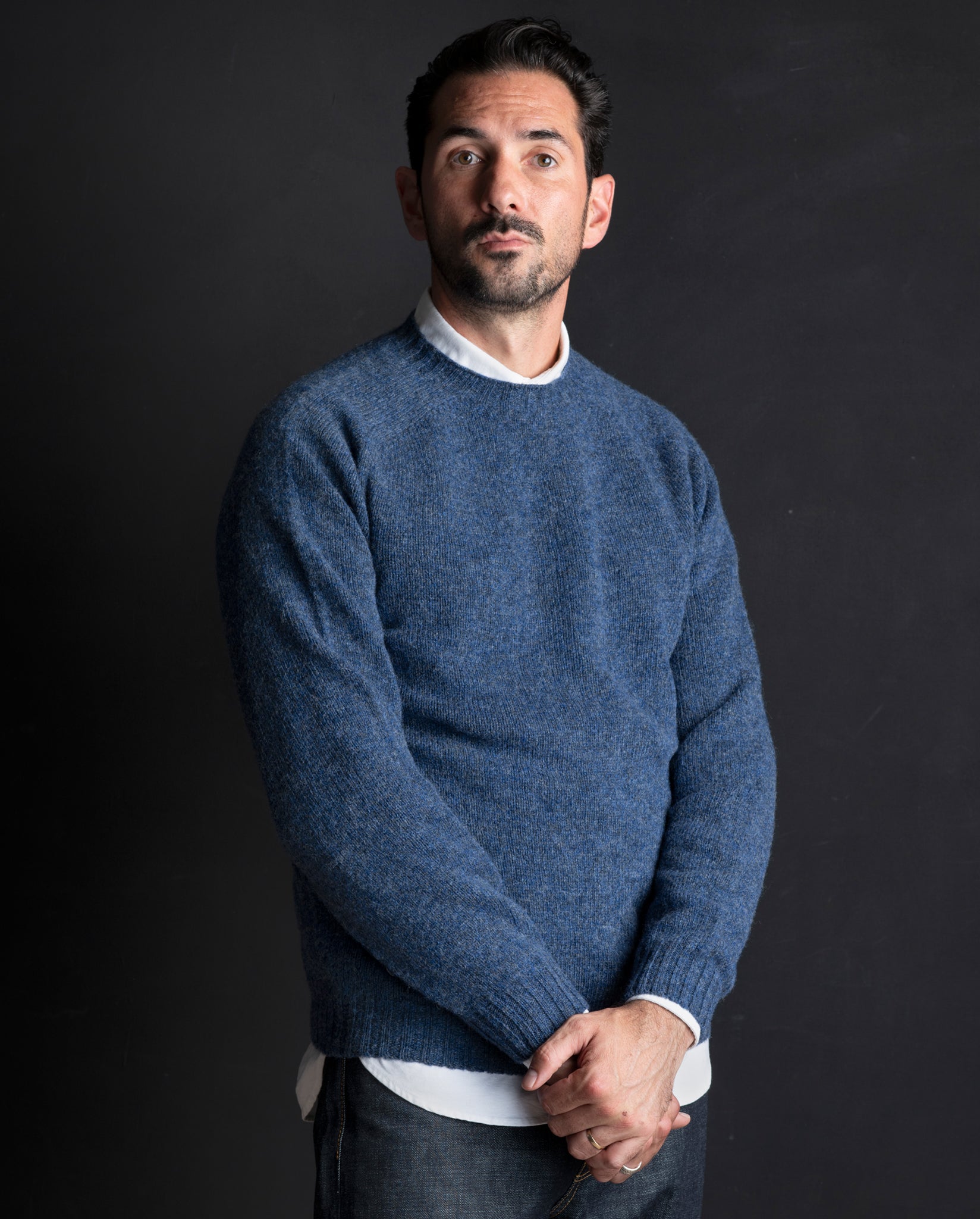 RUSKIN SHETLAND SWEATER - DENIM BLUE