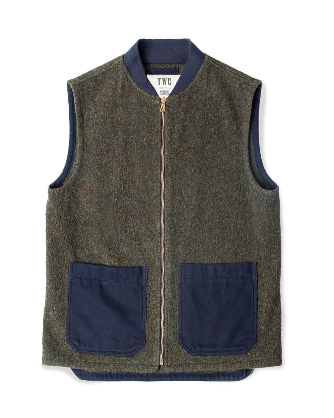 ALDWORTH GILET IN GREEN WOOL