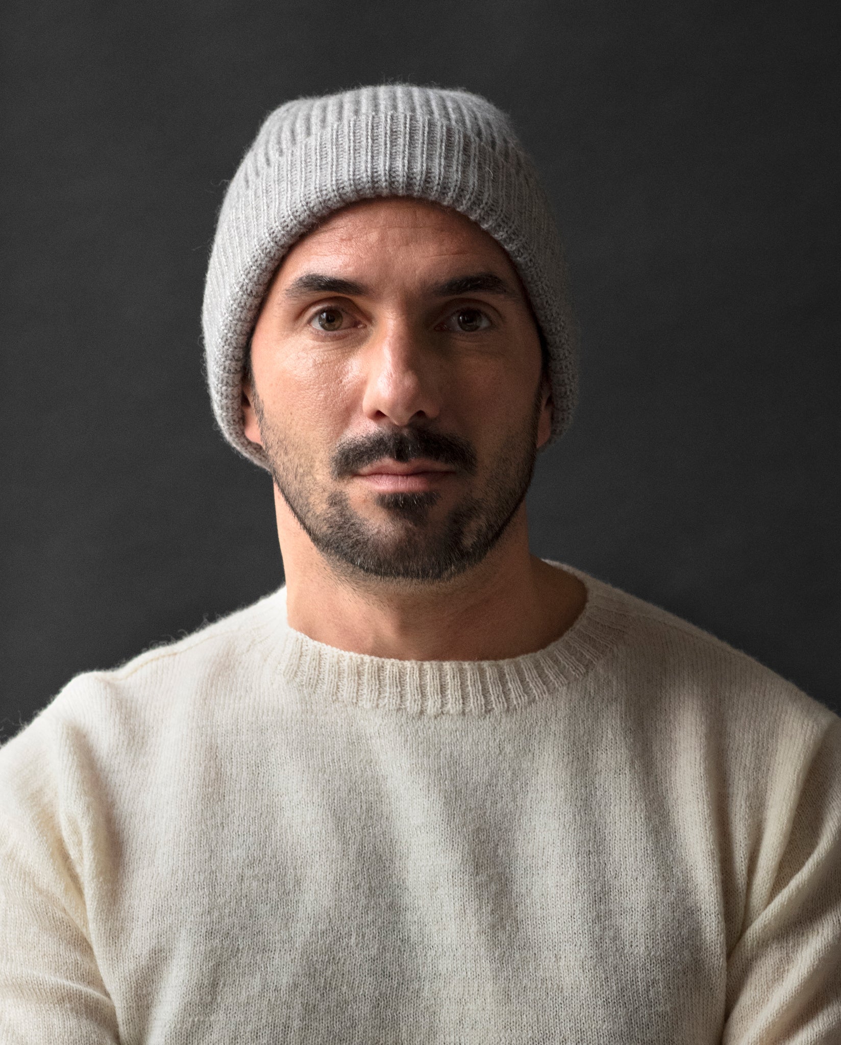 GREY MELANGE MERINO WOOL BEANIE