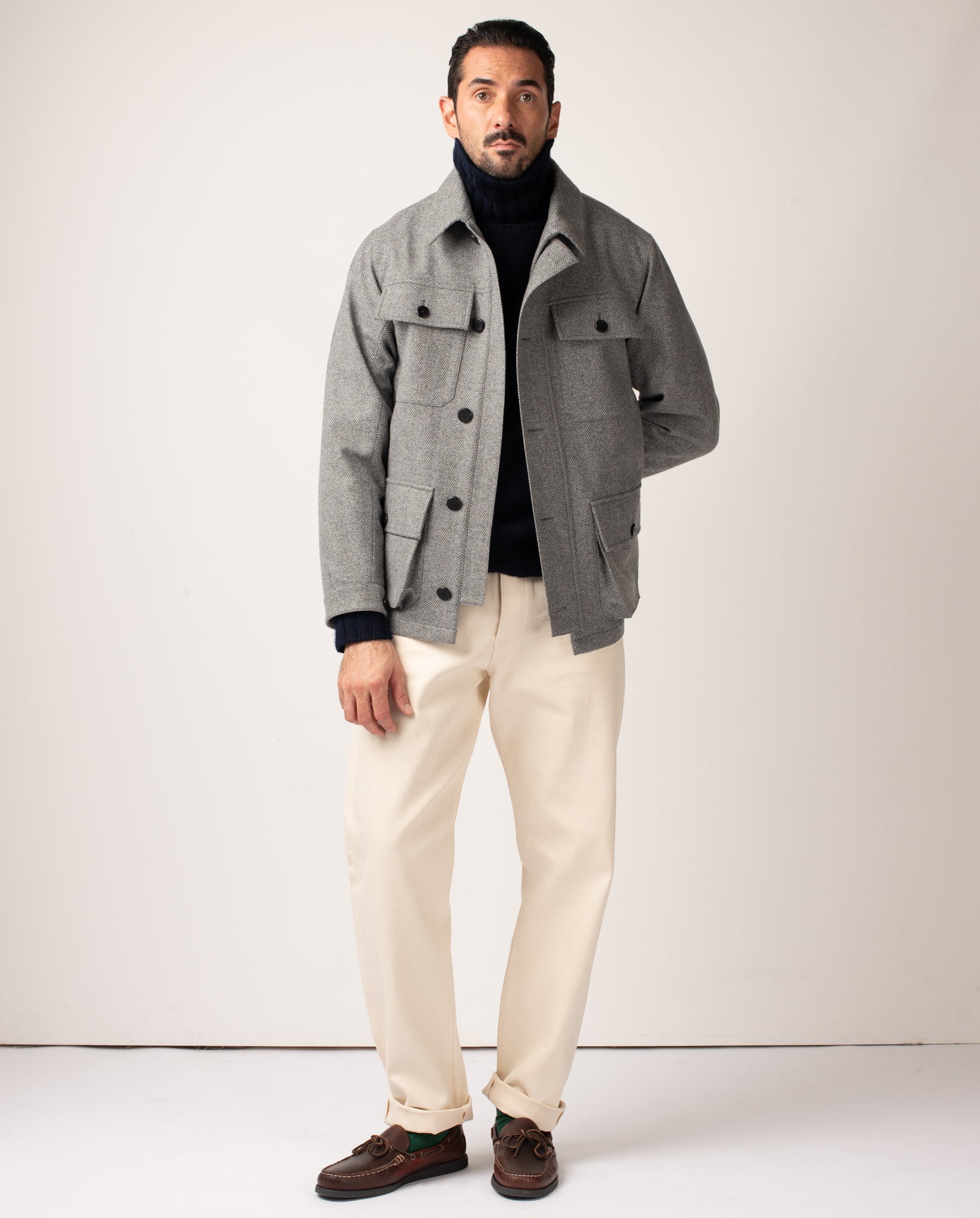 LAWRENCE FIELD JACKET - LORO PIANA - GREY BONDED WOOL