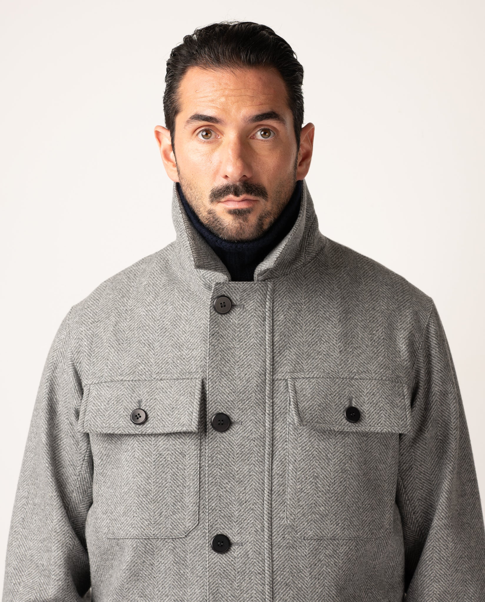 LAWRENCE FIELD JACKET - LORO PIANA - GREY BONDED WOOL