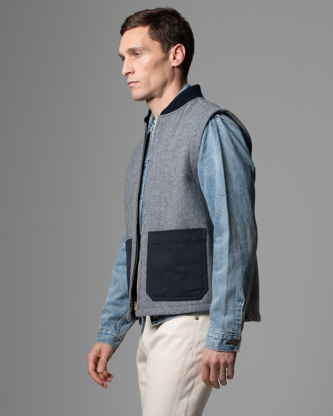 ALDWORTH GILET - GREY WOOL
