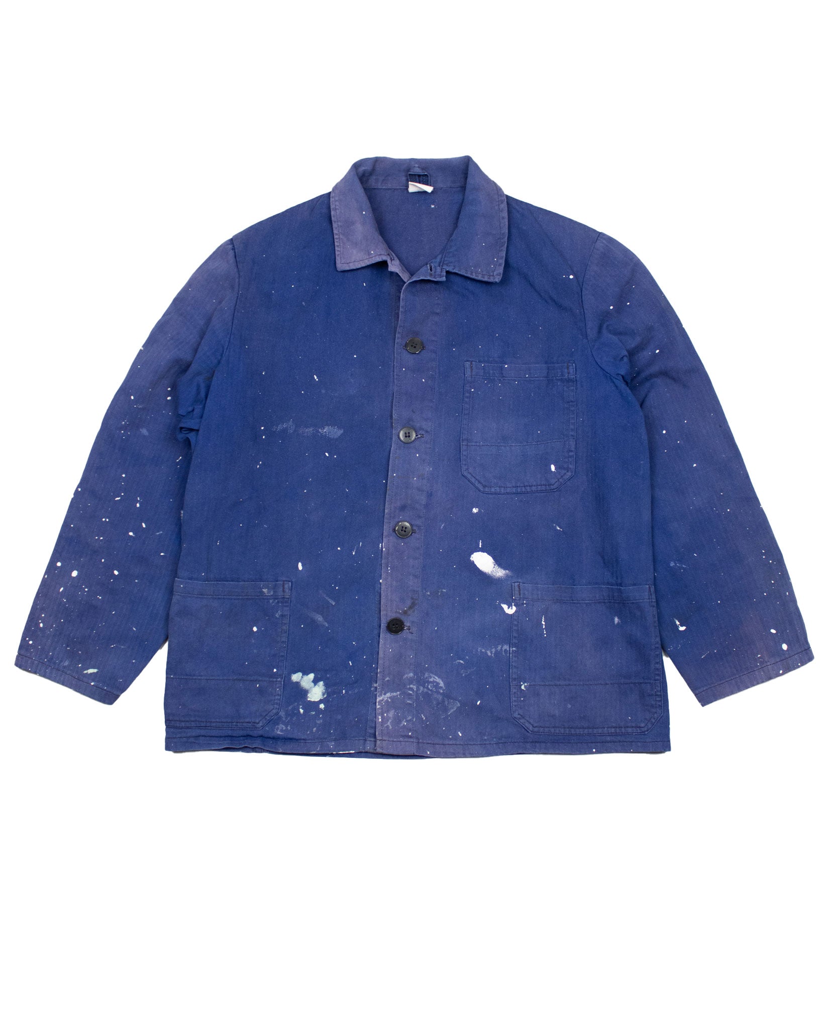 Herringbone Paint Splattered Jacket in French Blue