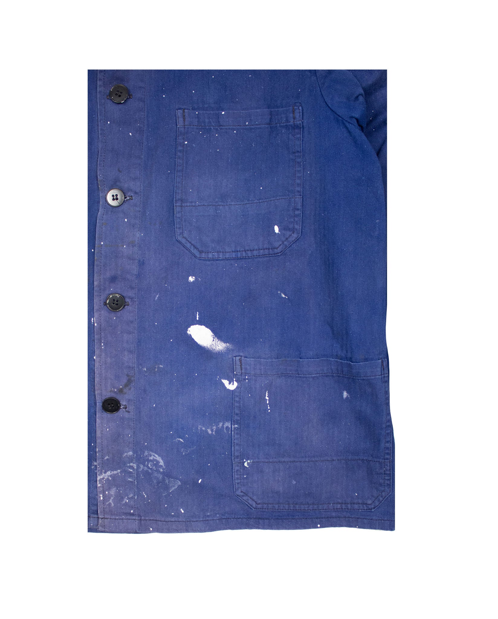 Herringbone Paint Splattered Jacket in French Blue