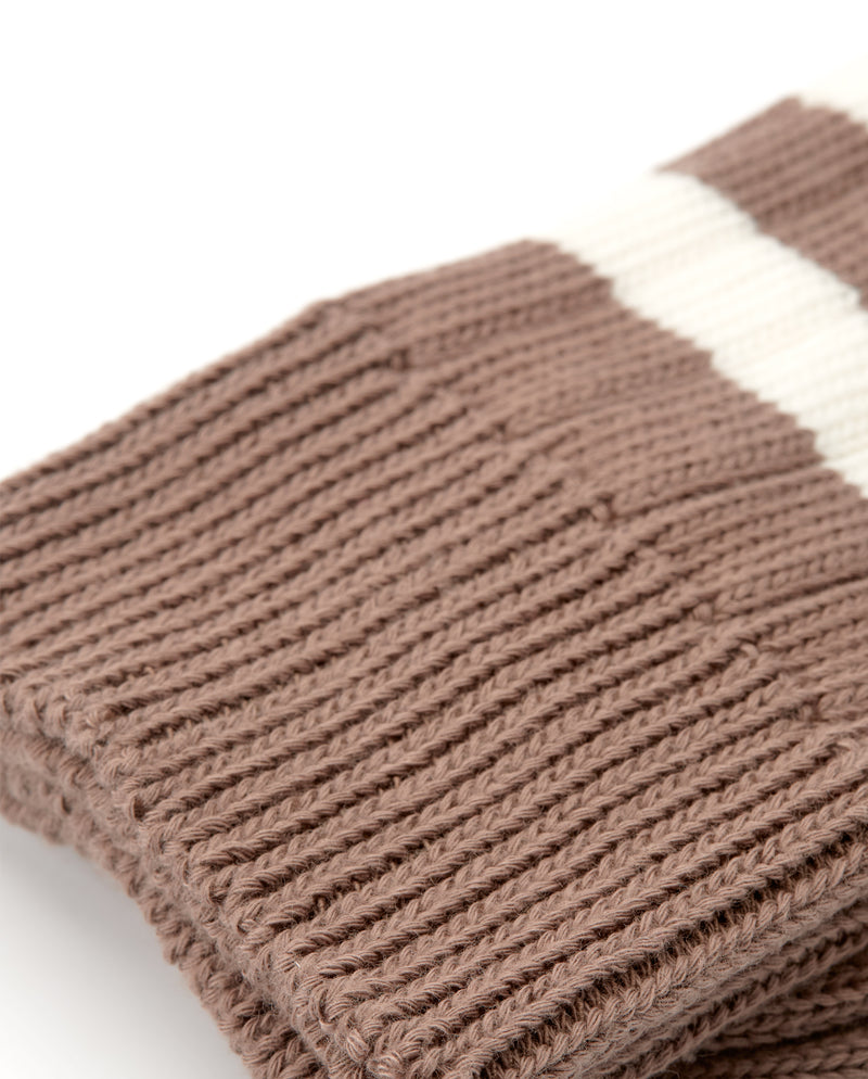 VARSITY SOCKS - MOCHA WITH CREAM STRIPE