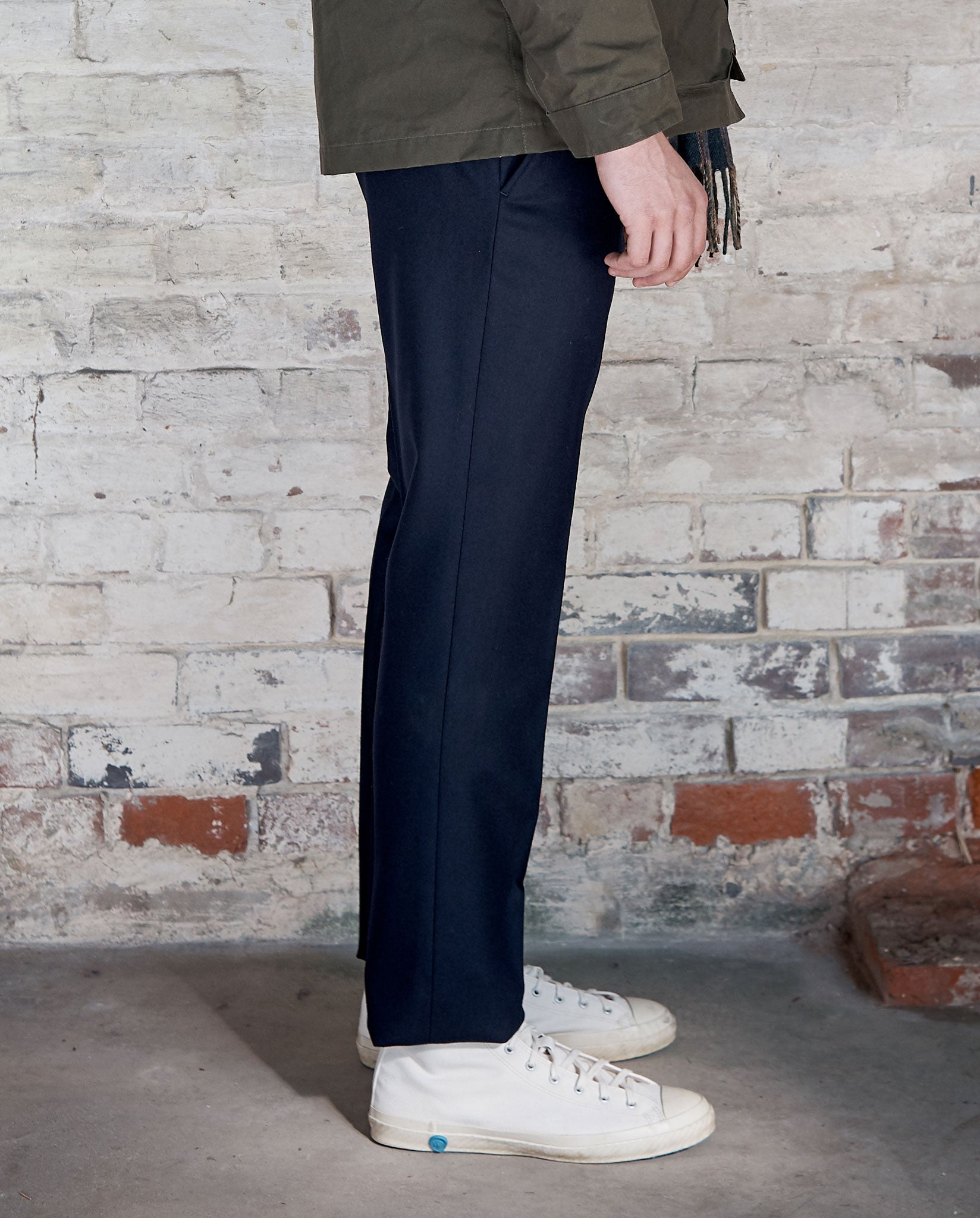 JACKSON BRUSHED COTTON TROUSERS - NAVY