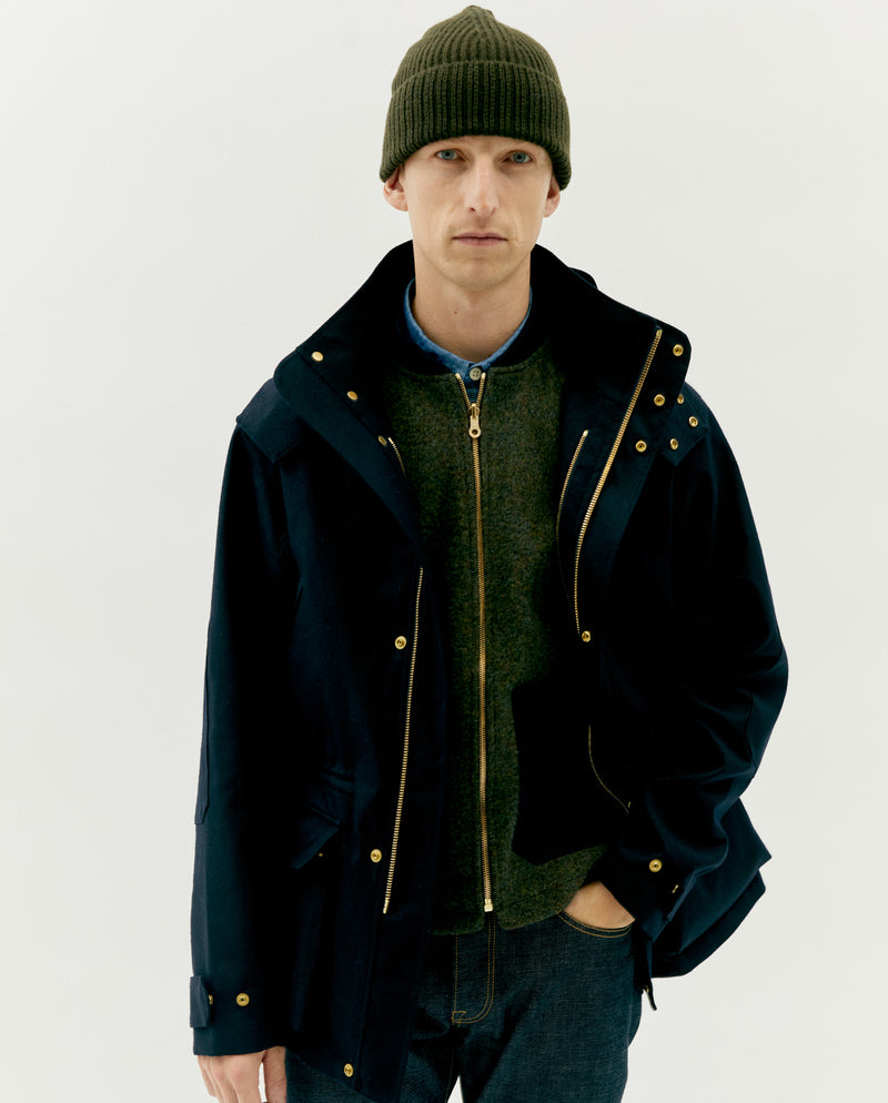 JEFFERSON SHELL JACKET IN NAVY BONDED WOOL