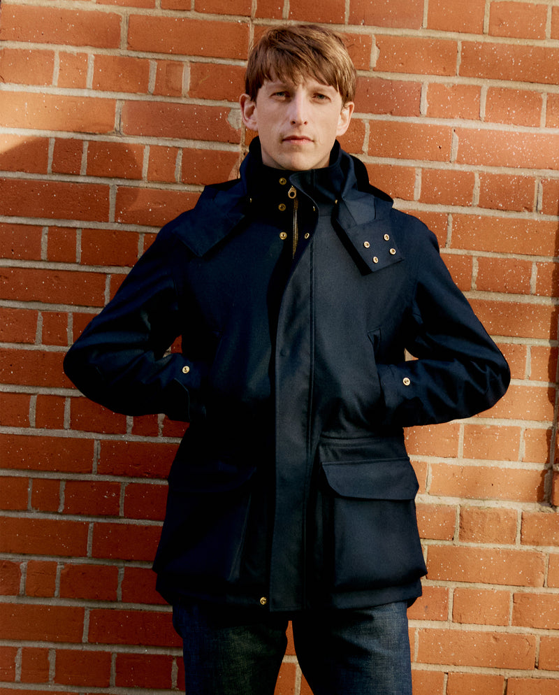 JEFFERSON SHELL JACKET IN NAVY BONDED WOOL