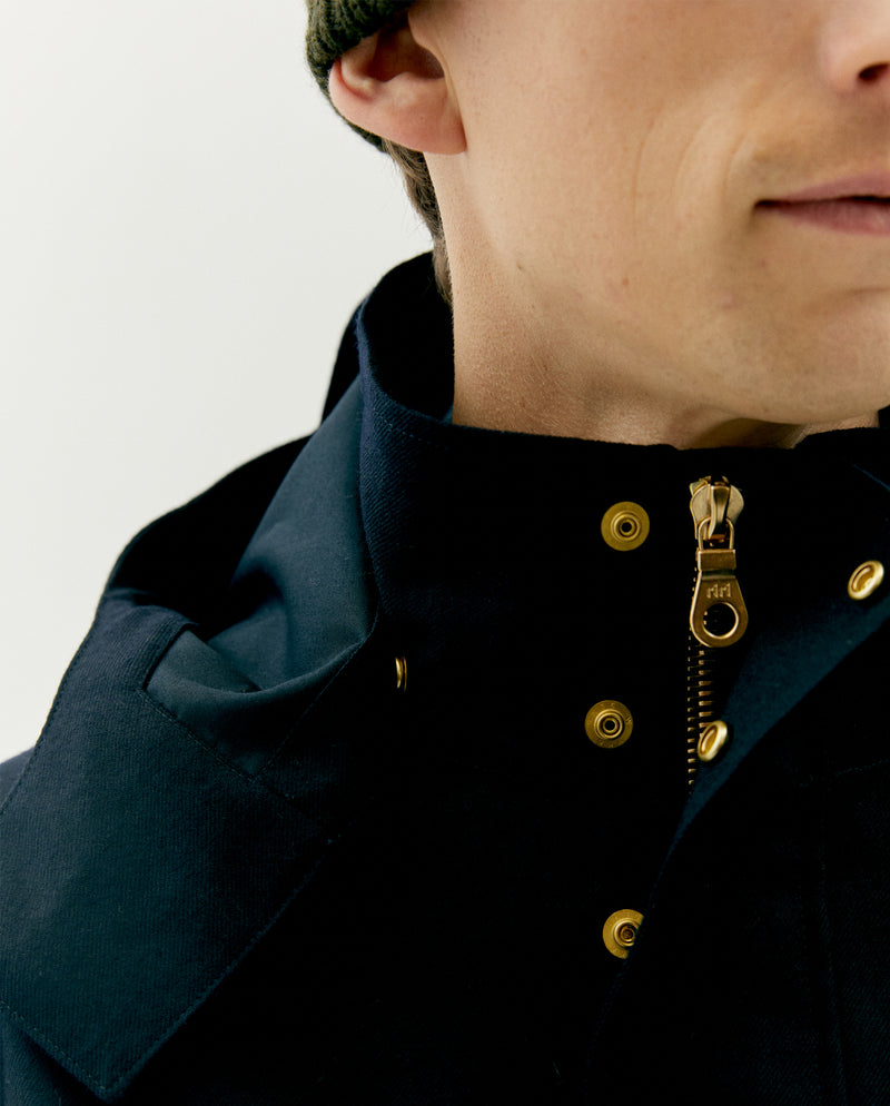 JEFFERSON SHELL JACKET IN NAVY BONDED WOOL