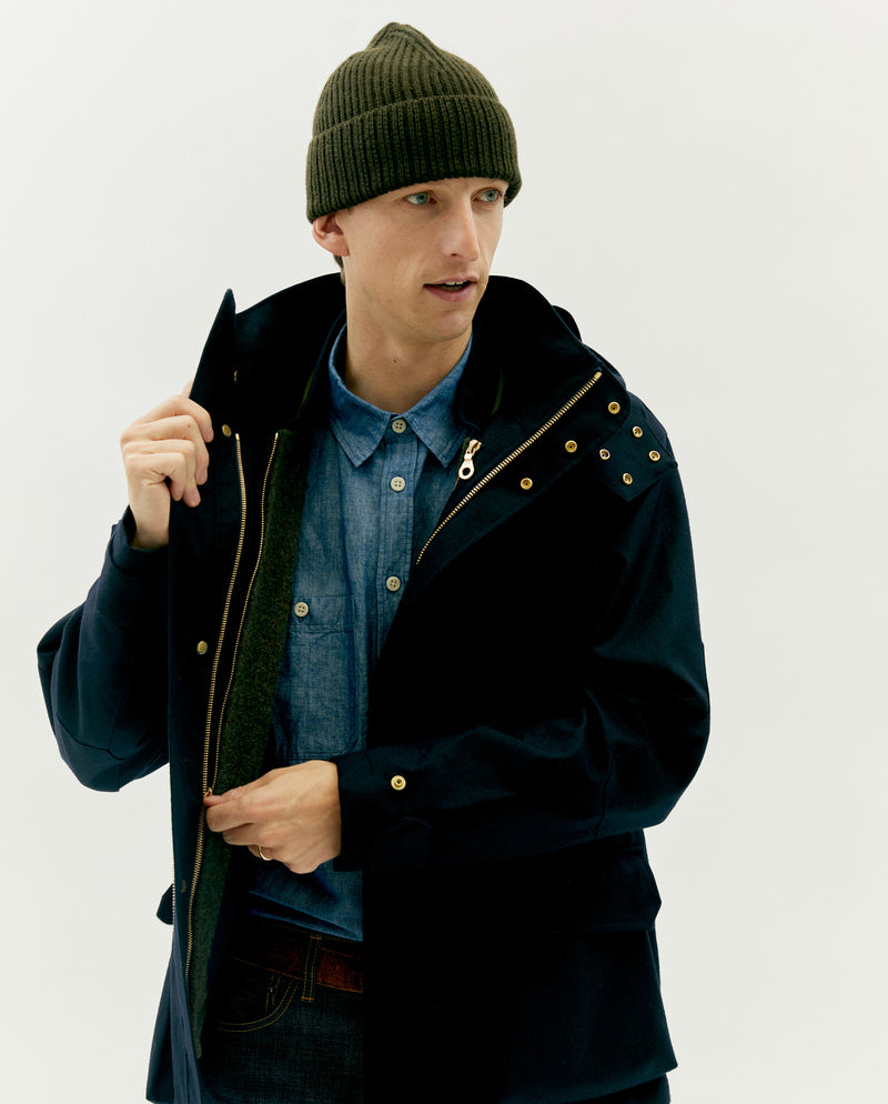 JEFFERSON SHELL JACKET IN NAVY BONDED WOOL