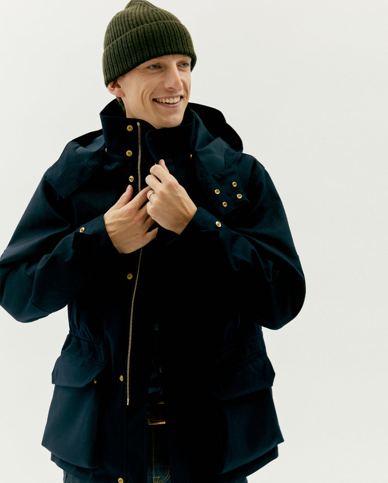 JEFFERSON SHELL JACKET IN NAVY BONDED WOOL