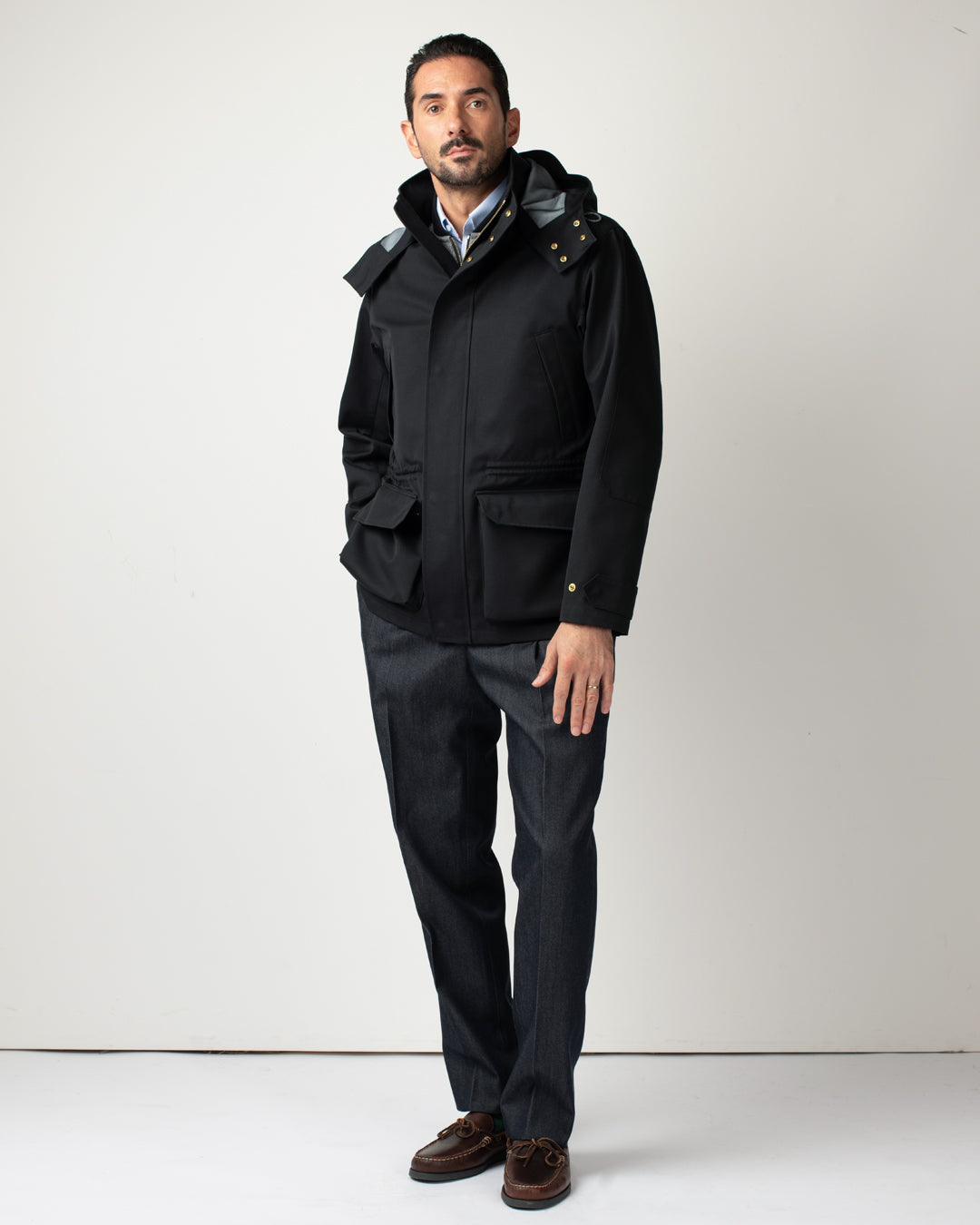 JEFFERSON SHELL JACKET - NAVY BONDED COTTON