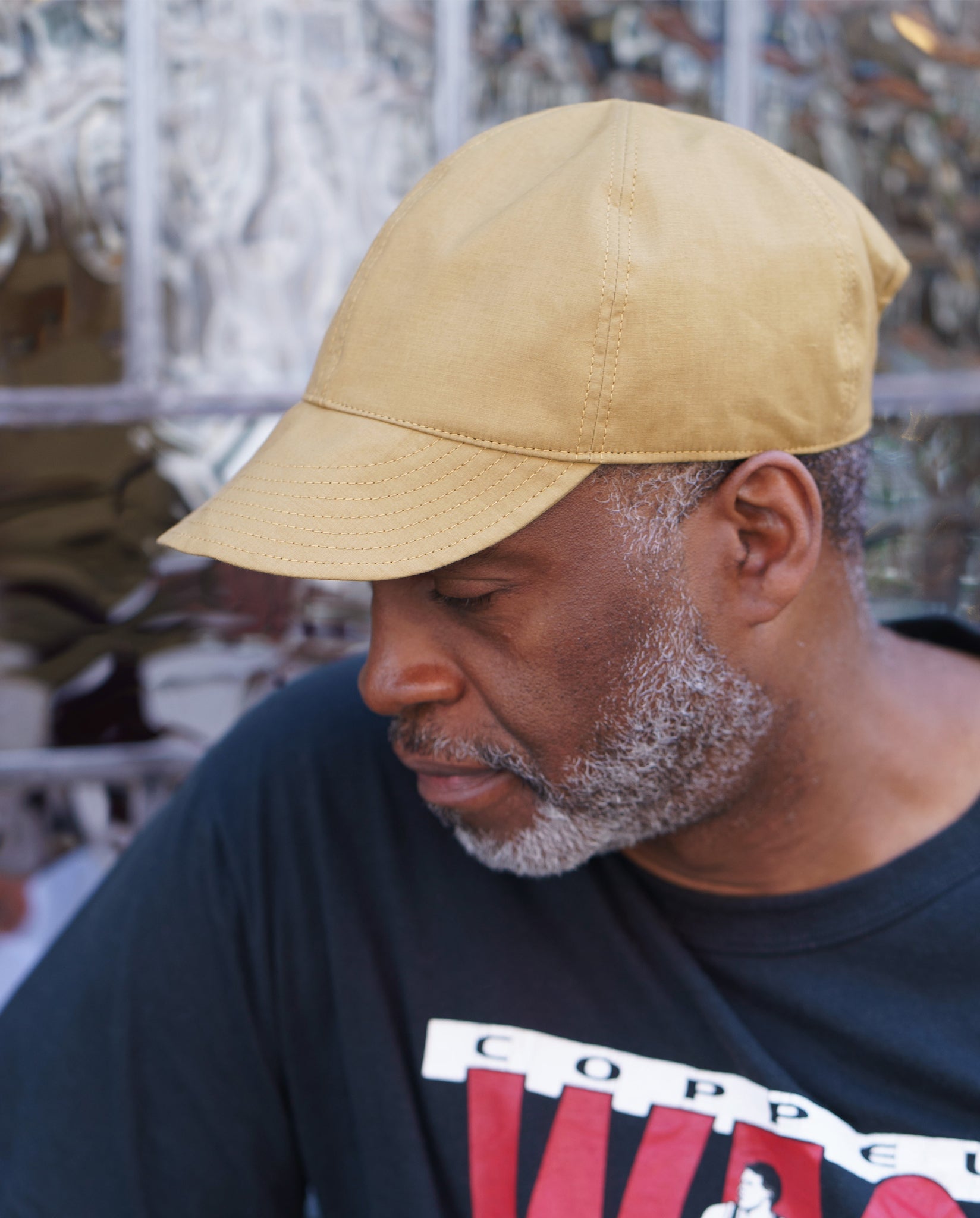 CAP IN OCHRE BONDED COTTON