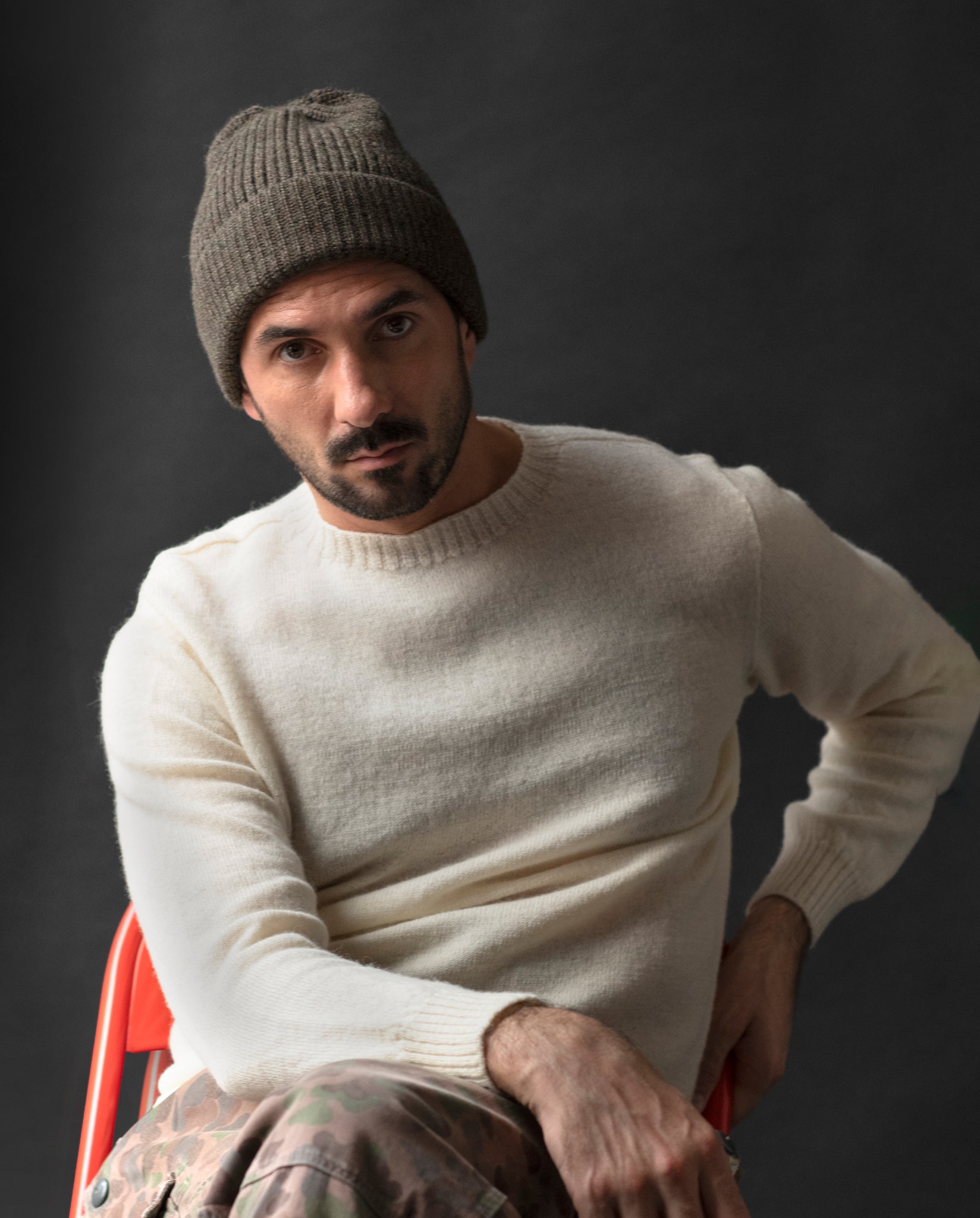 KHAKI MERINO WOOL BEANIE