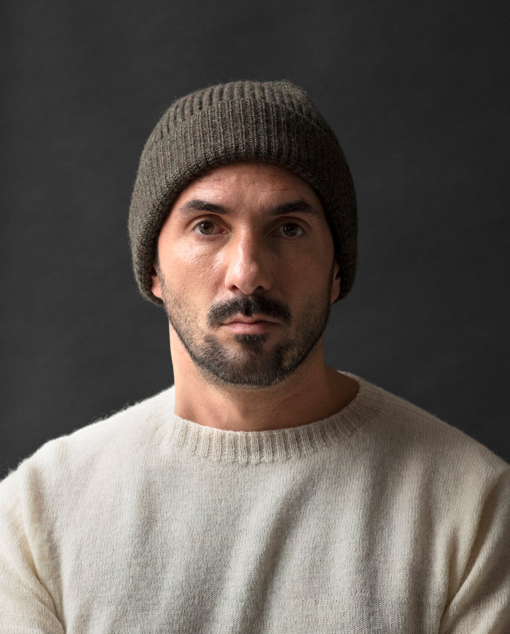 KHAKI MERINO WOOL BEANIE