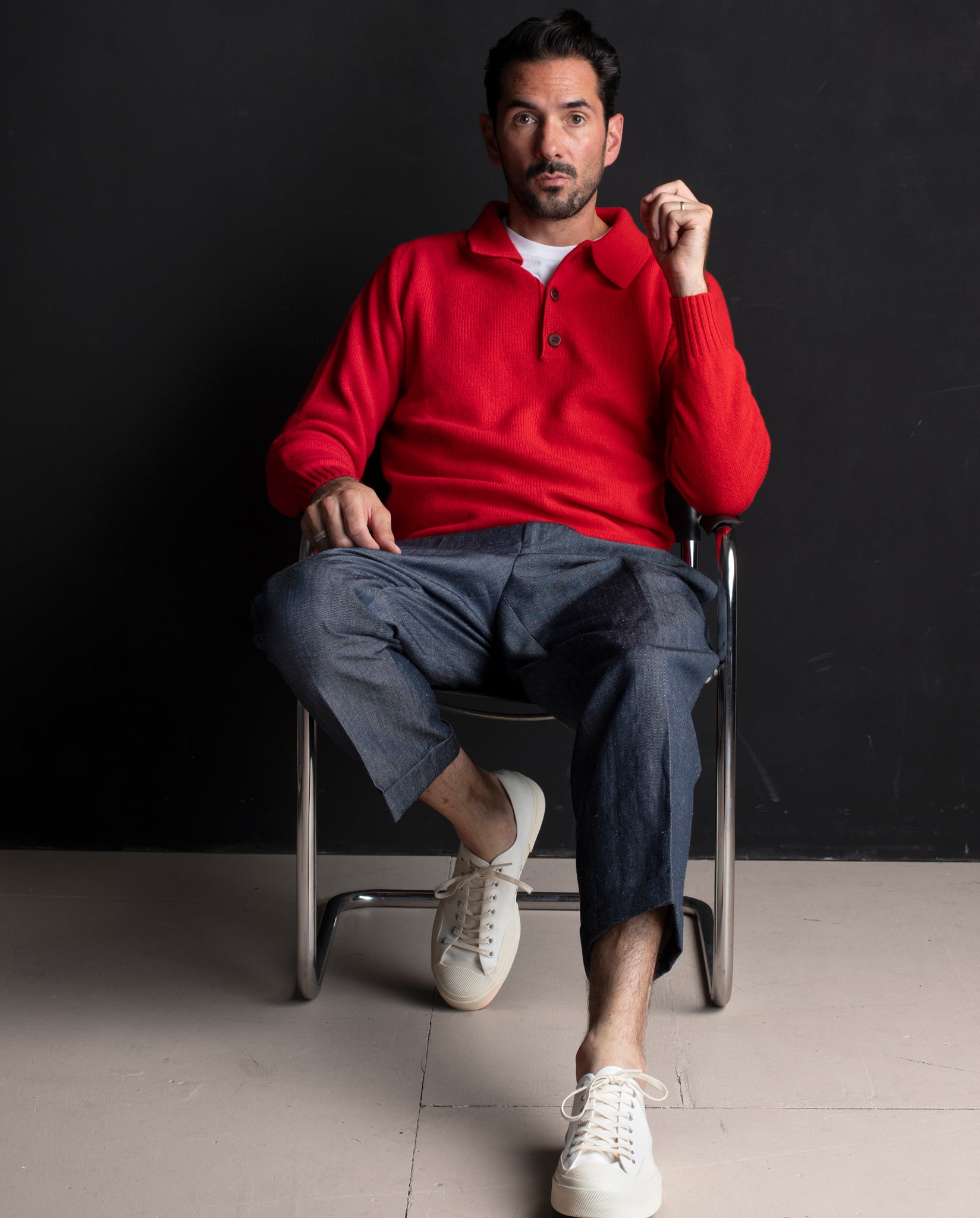 GEORGE POLO SWEATER - POPPY