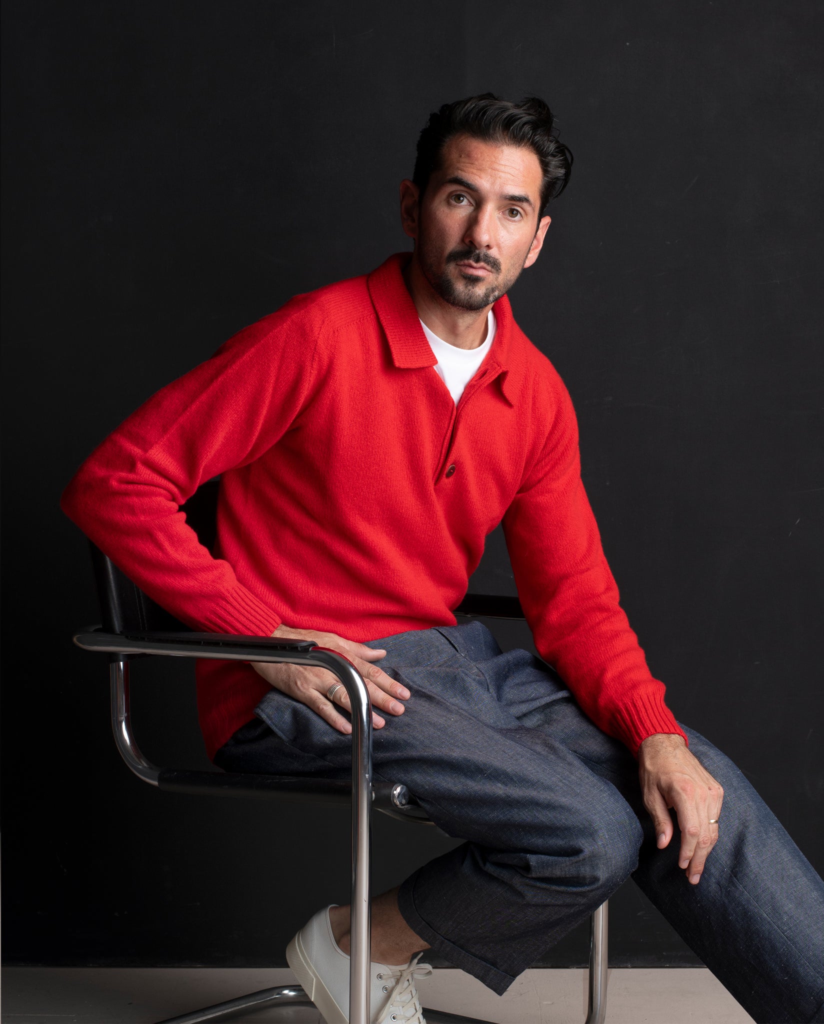 GEORGE POLO SWEATER - POPPY