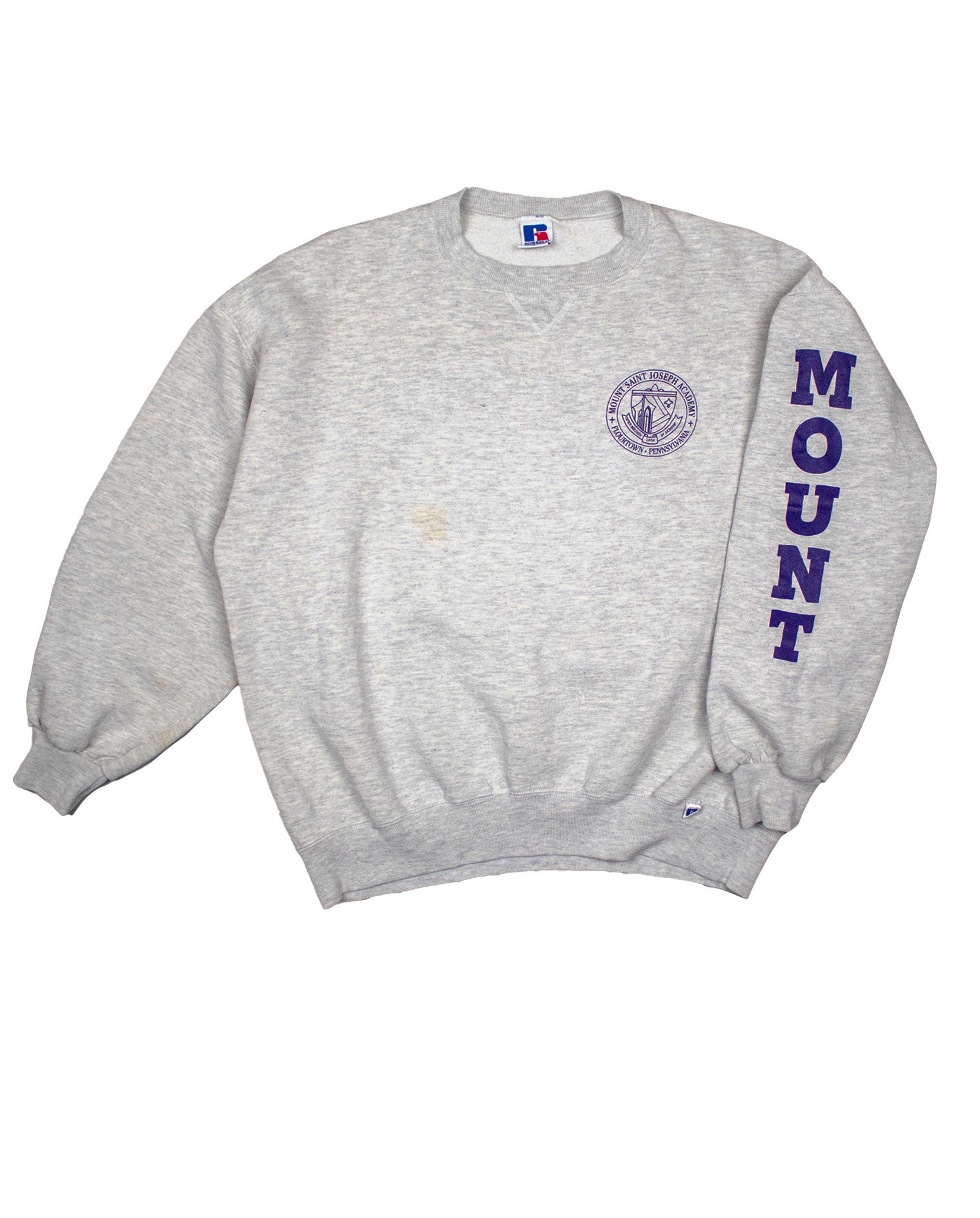 Mount St Joseph Vinyl Print Sweatshirt in Light Grey Marl