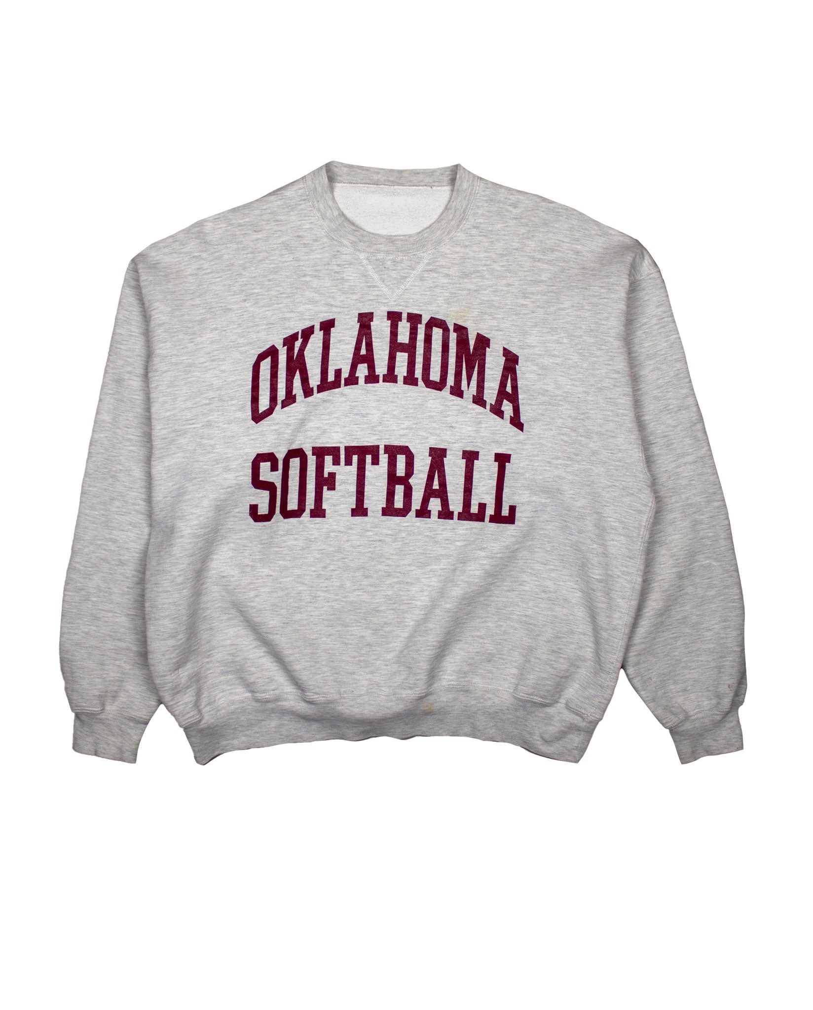 Oklahoma Softball Vinyl Print Sweatshirt in Light Grey Marl