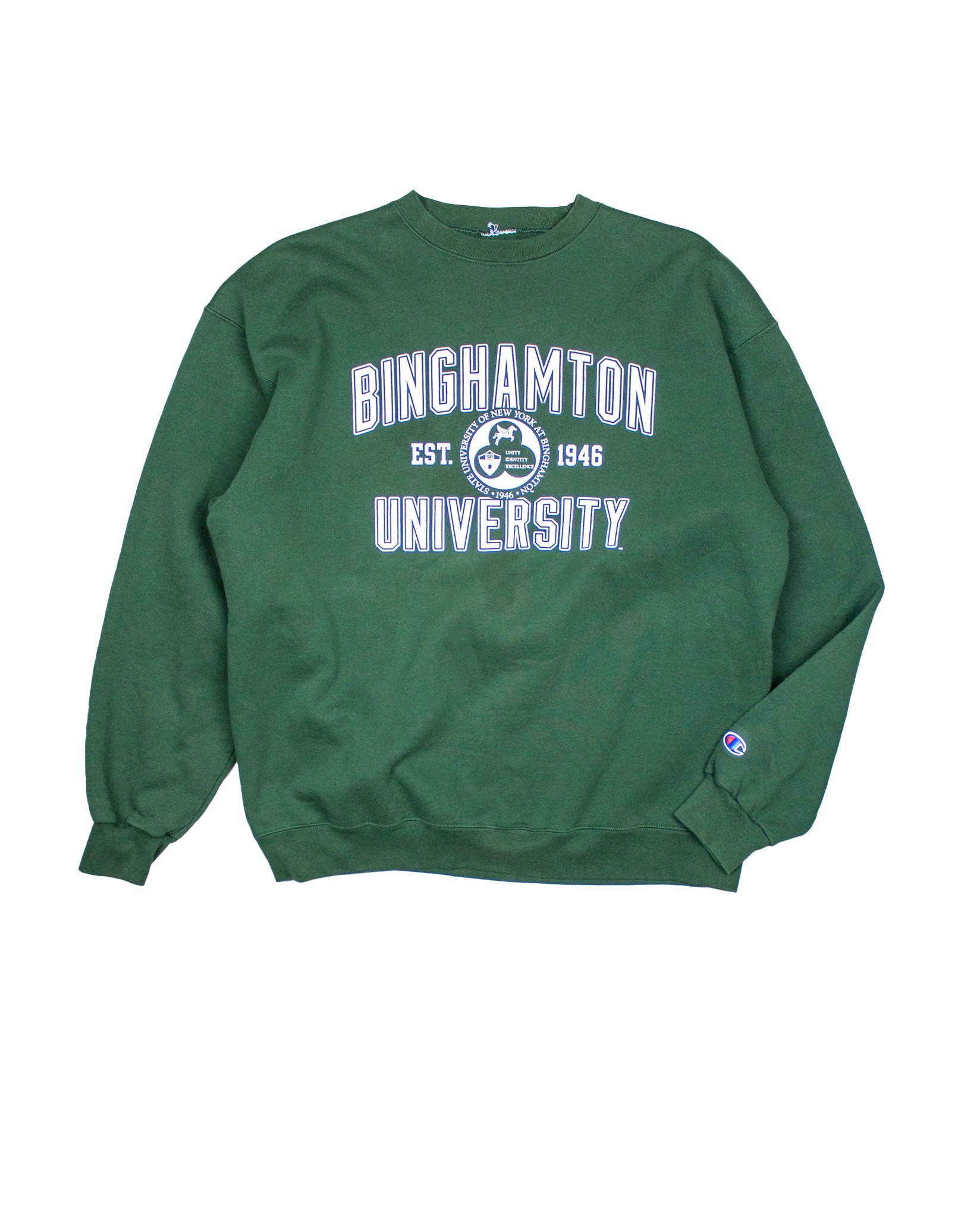 Binghamton University Vinyl Print Sweatshirt in Bottle Green