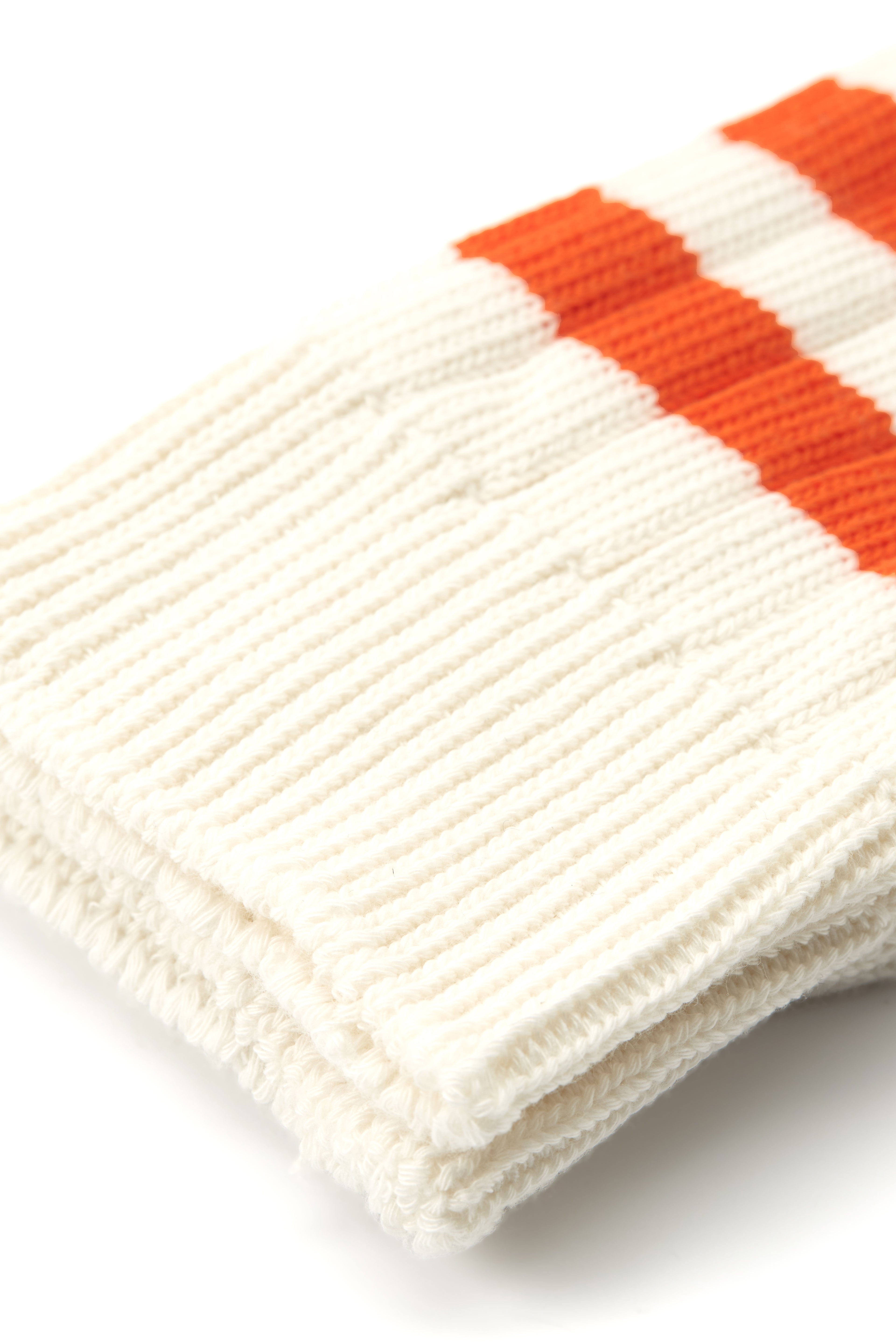 VARSITY SOCKS - CREAM WITH ORANGE STRIPES