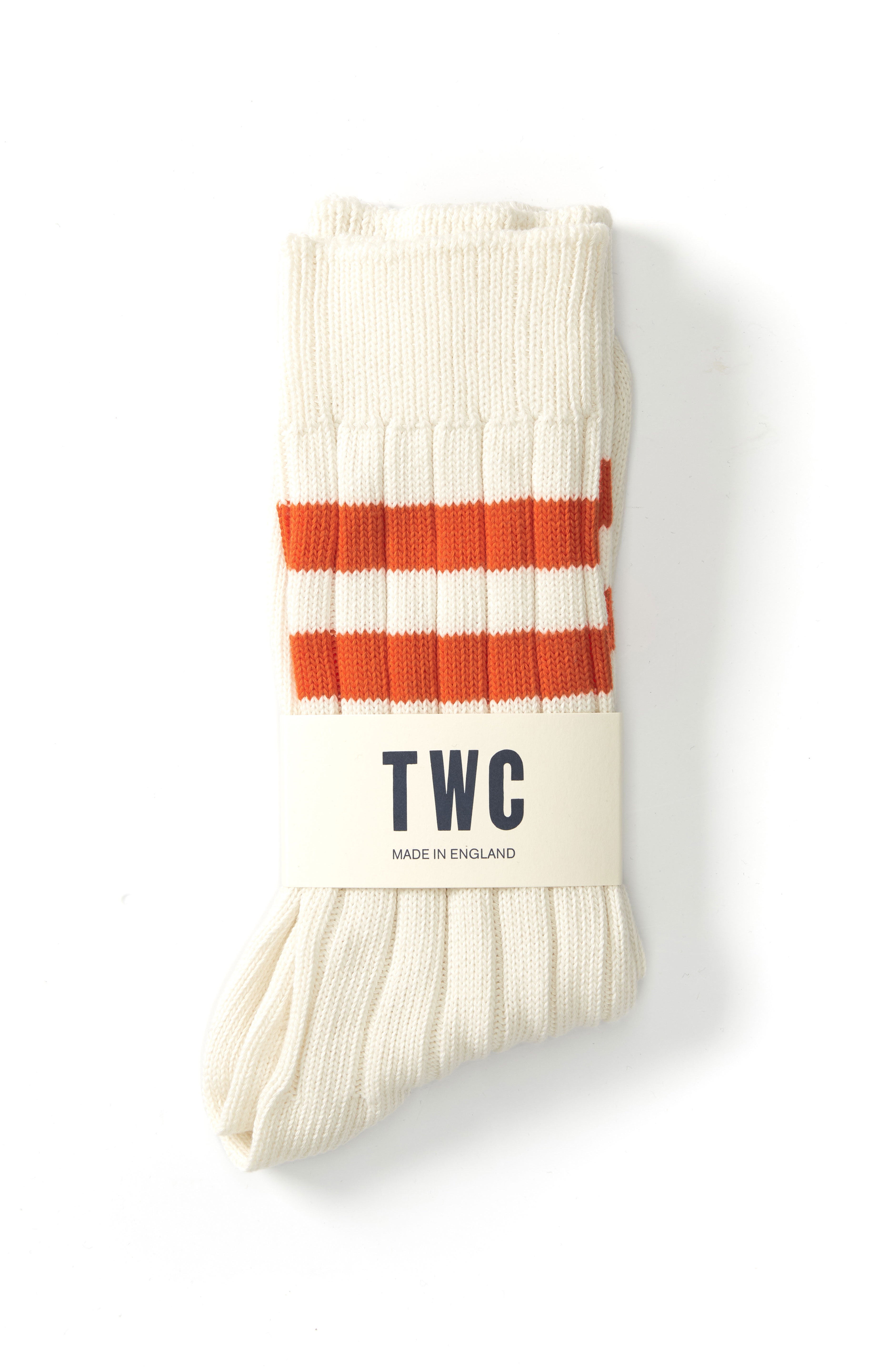 VARSITY SOCKS - CREAM WITH ORANGE STRIPES