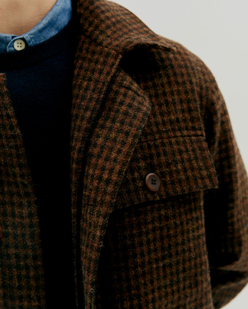 LAWRENCE FIELD JACKET IN BROWN WOOL CHECK