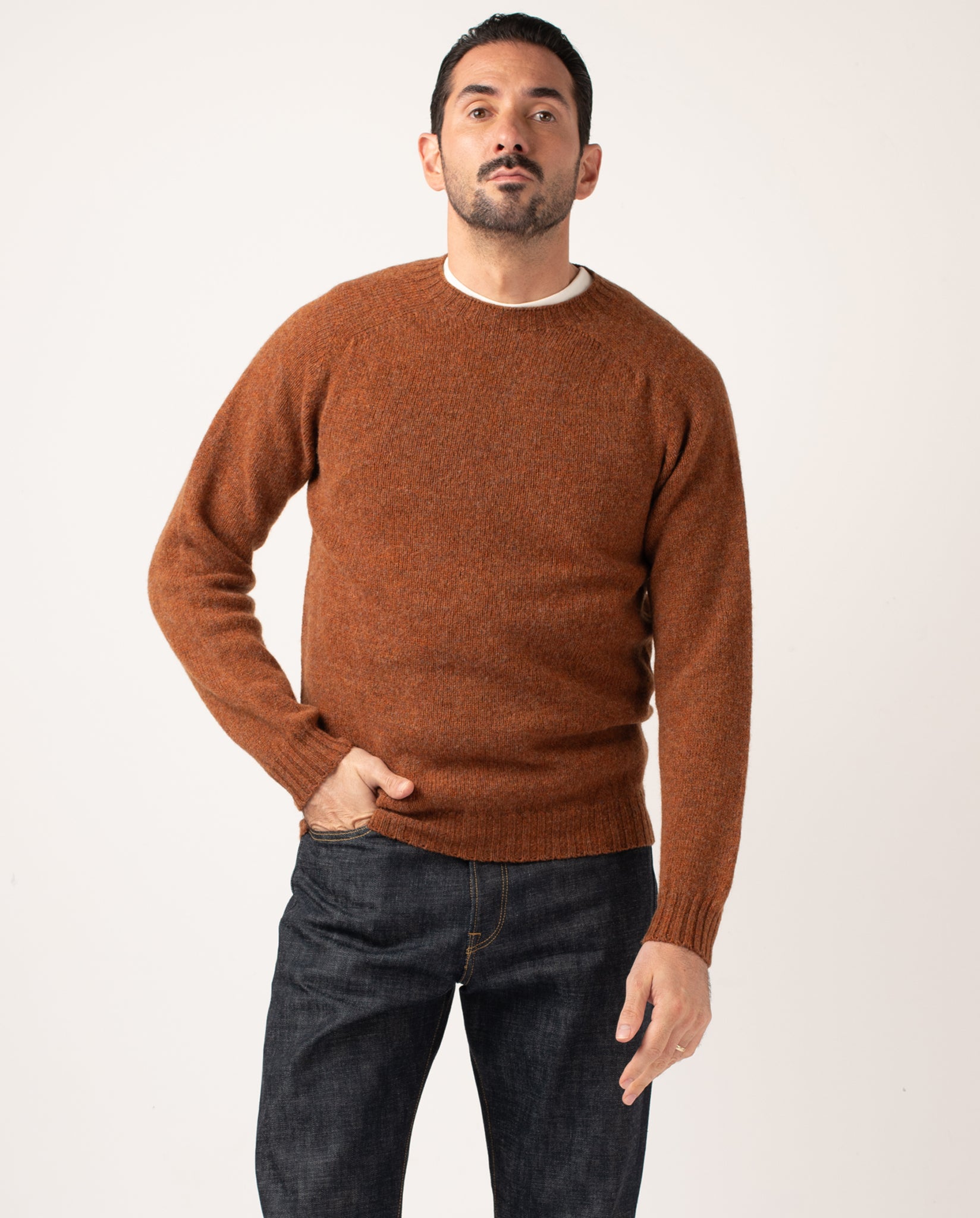 RUSKIN SHETLAND SWEATER - WHISKY