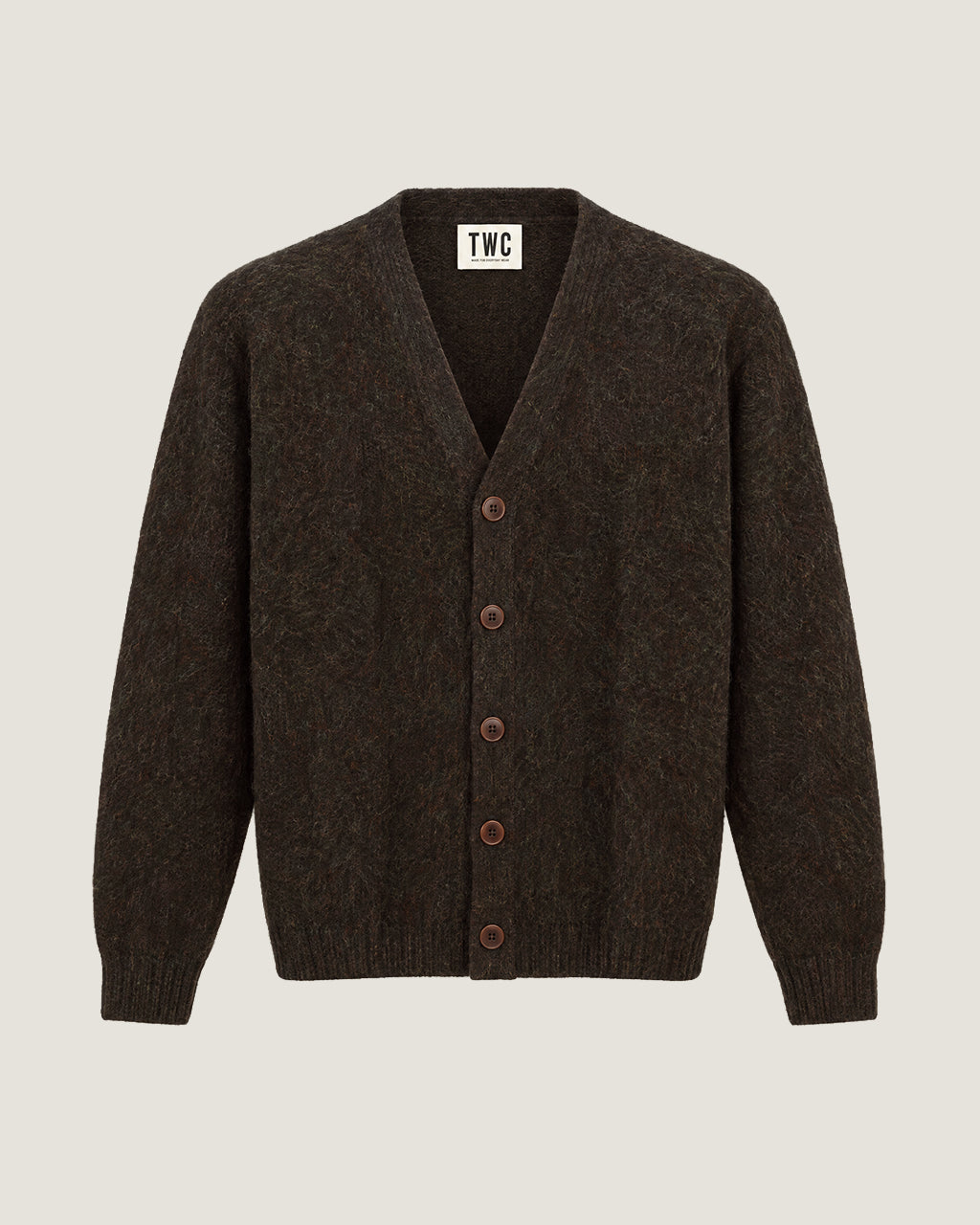 Chocolate Brown Huxley Brushed Shetland Cardigan