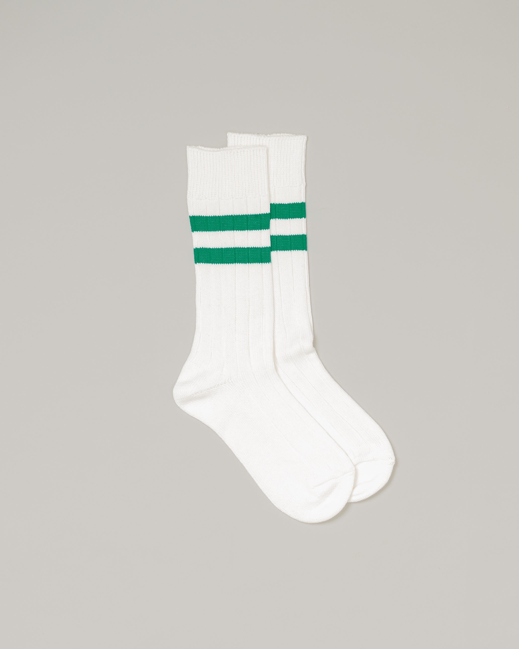 GREEN STRIPE COTTON VARSITY SOCKS