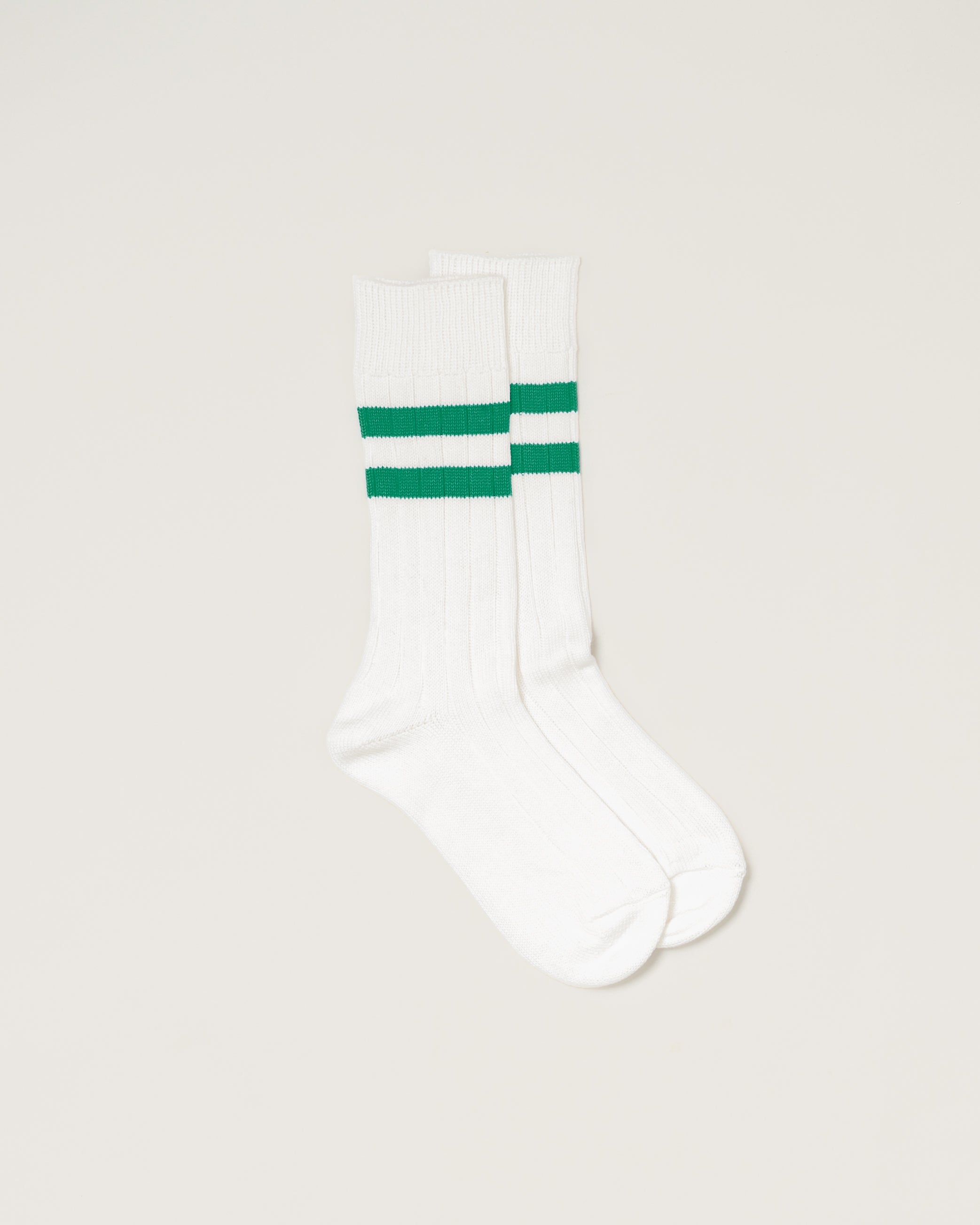 GREEN STRIPE COTTON VARSITY SOCKS