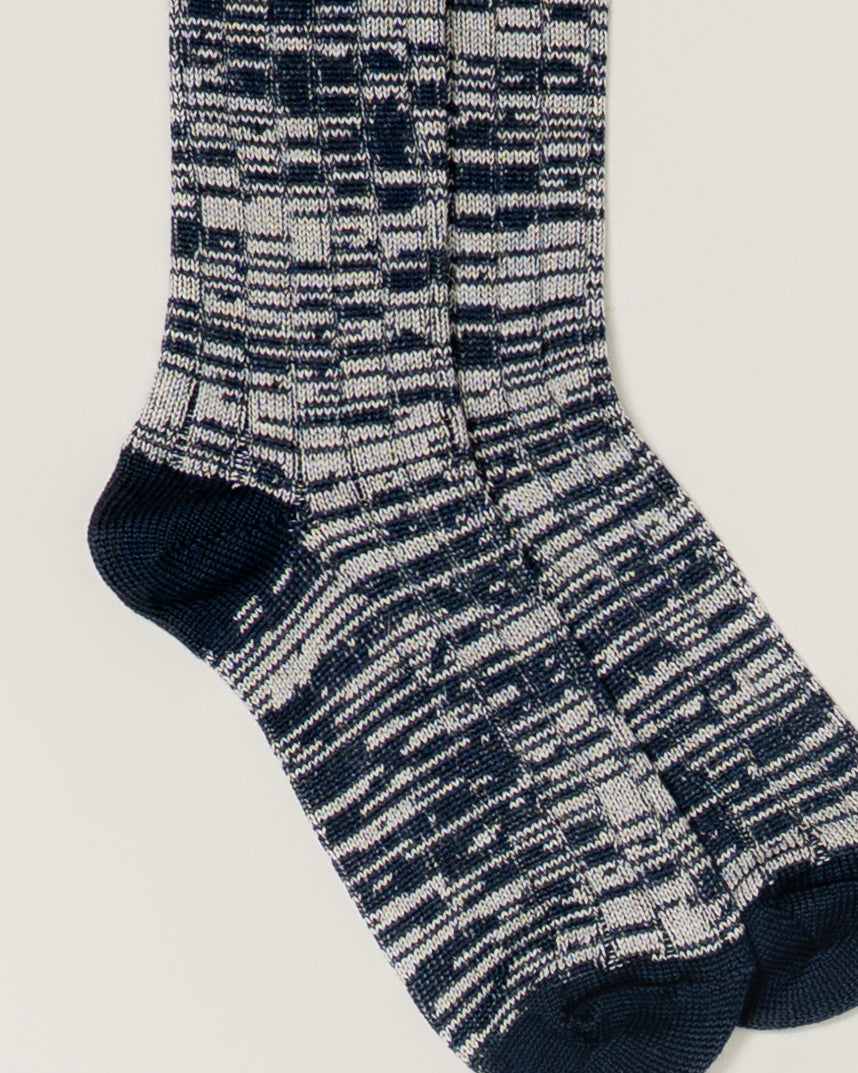 NAVY MARL MERINO WOOL SOCKS