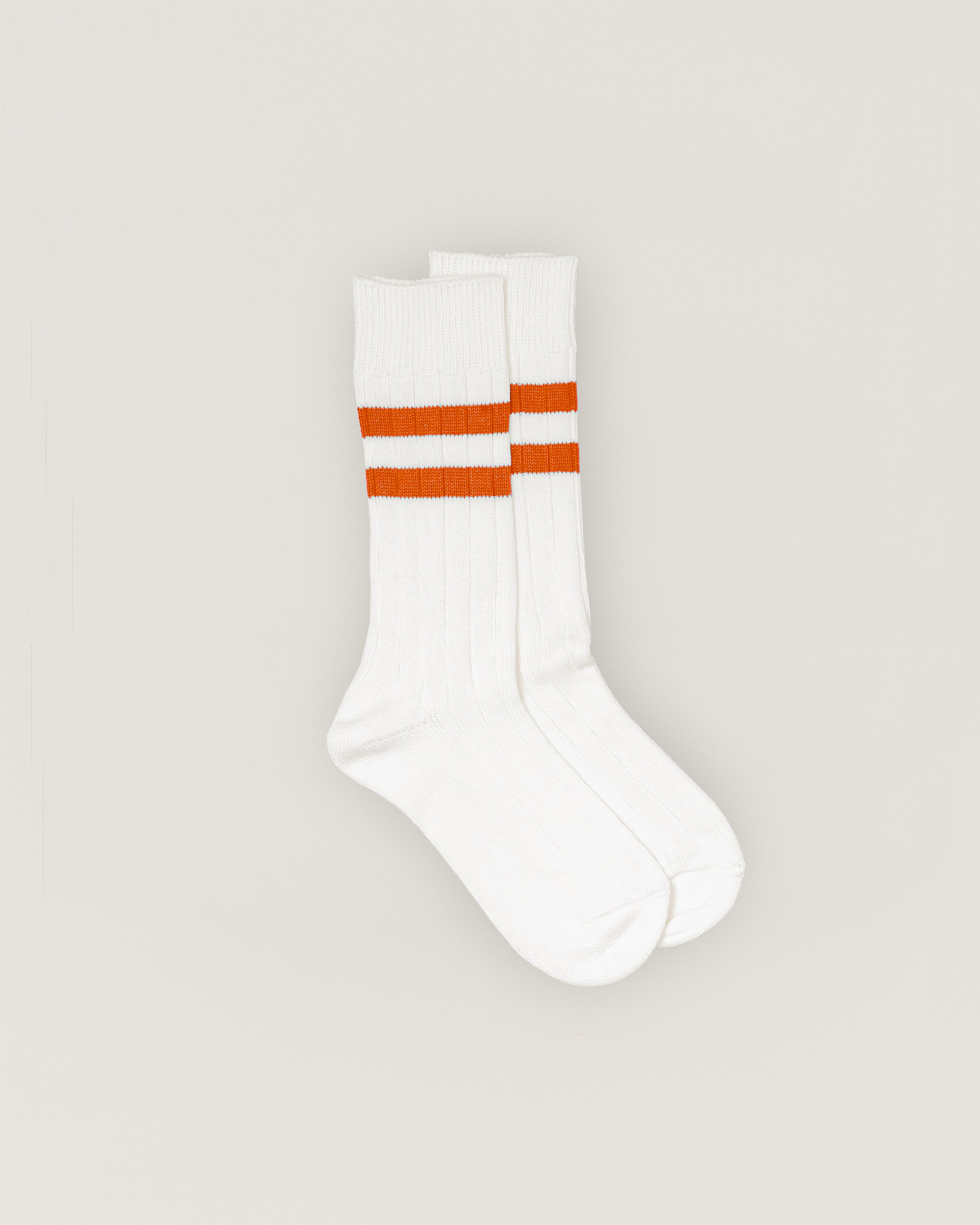 ORANGE STRIPE COTTON VARSITY SOCKS