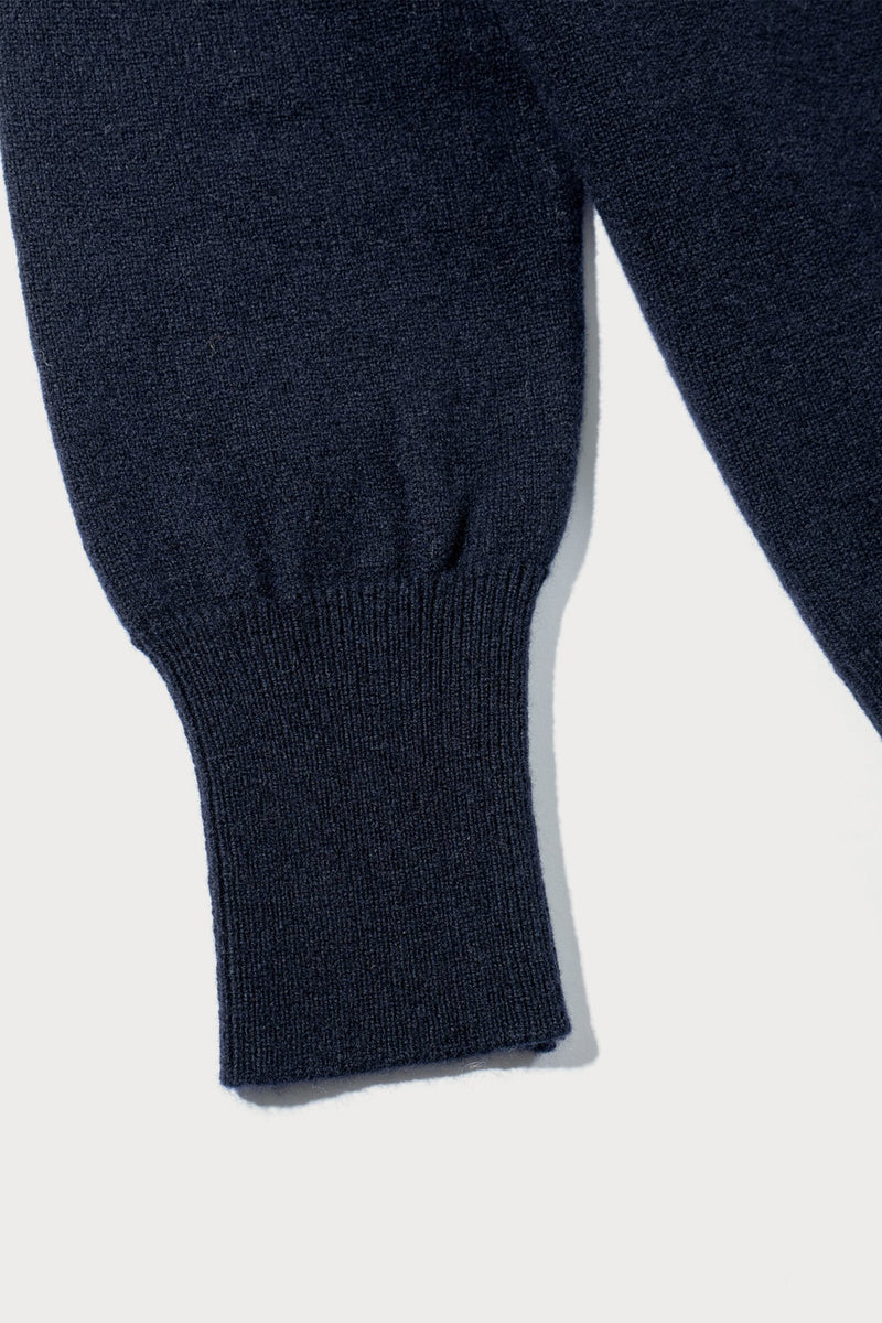 NAVY LAMBSWOOL POLO SWEATER