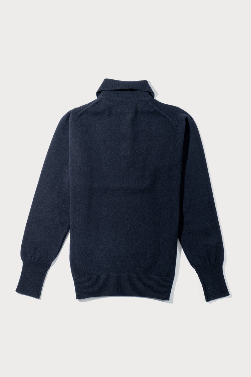 NAVY LAMBSWOOL POLO SWEATER