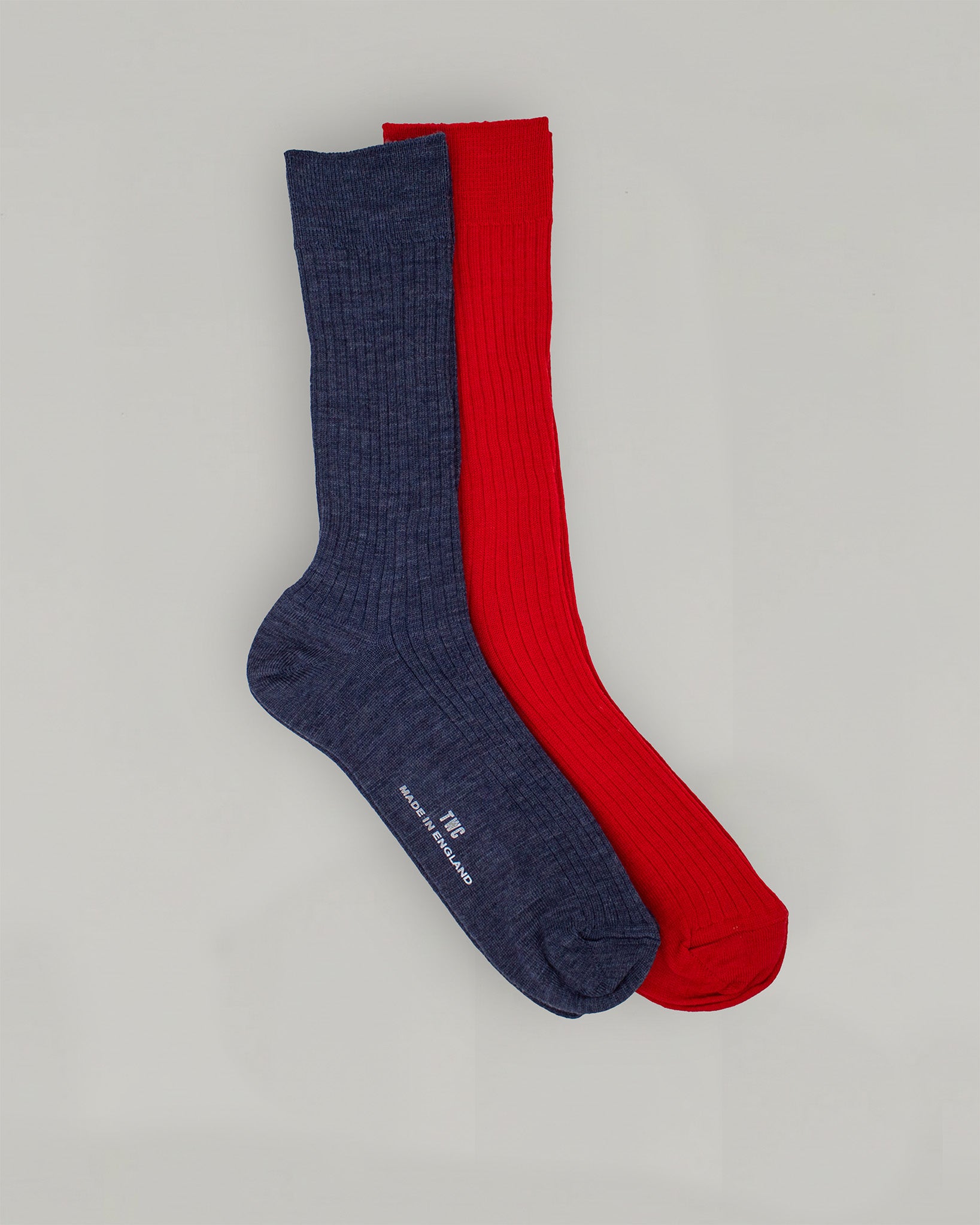 DENIM BLUE & RED MERINO WOOL SOCKS