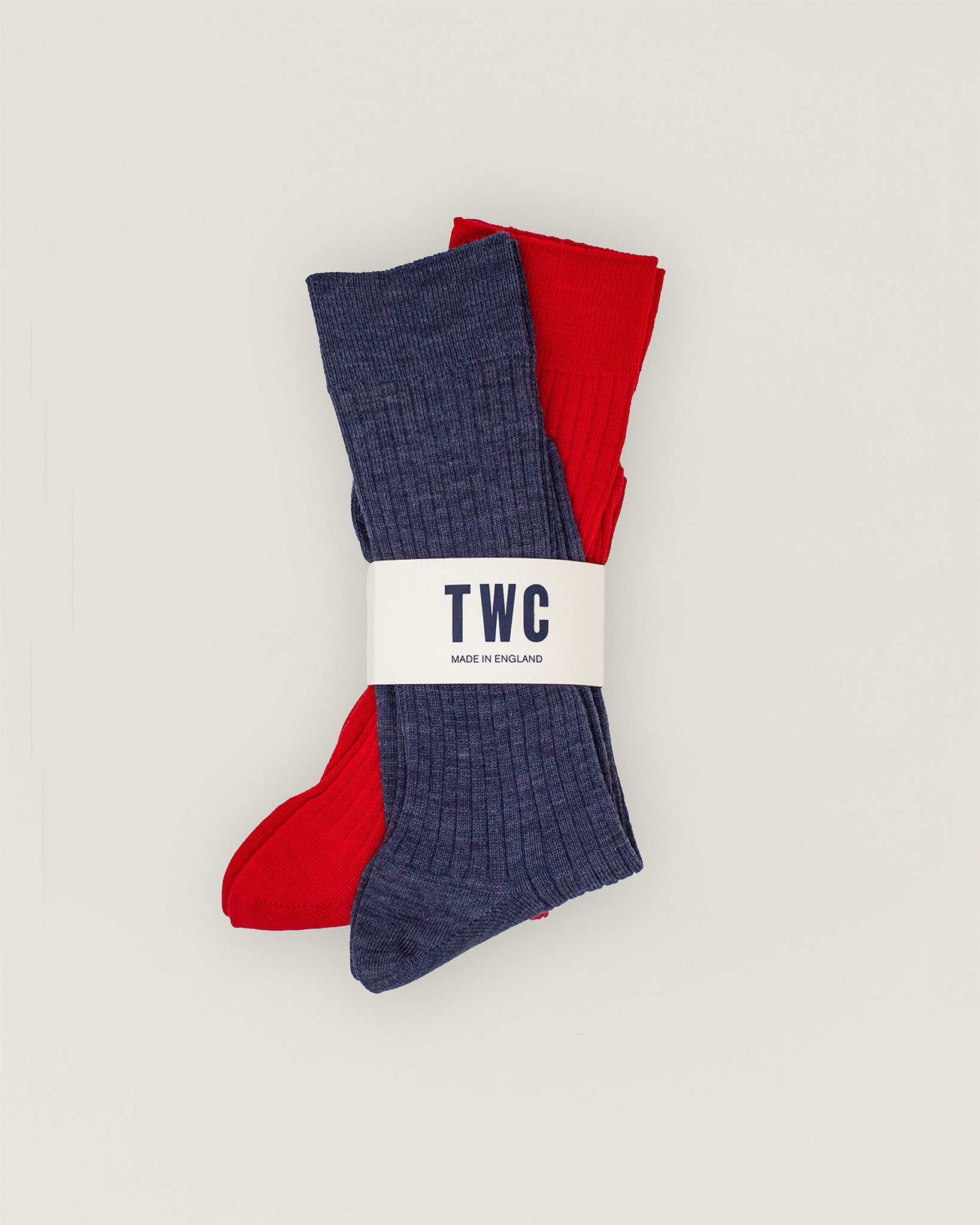 DENIM BLUE & RED MERINO WOOL SOCKS