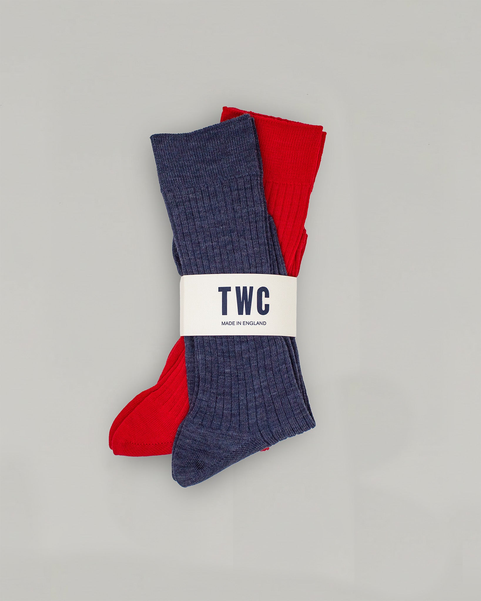 DENIM BLUE & RED MERINO WOOL SOCKS